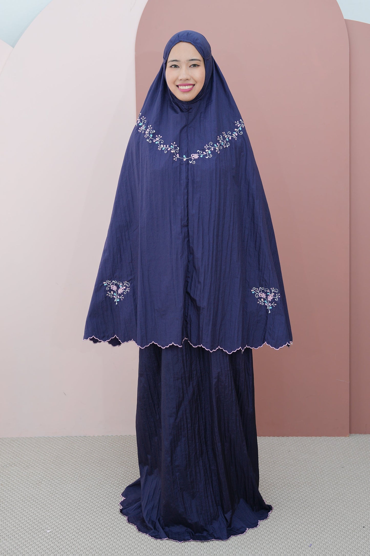 Premium Travel Telekung In Navy Prayer Wear
