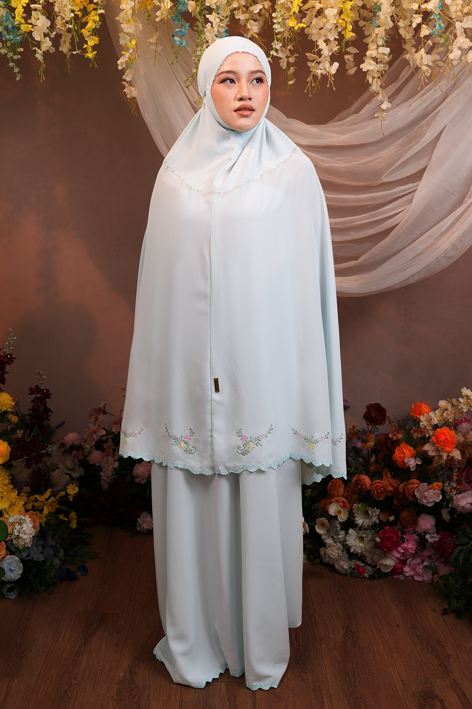 Celine in Blue Prayer Wear