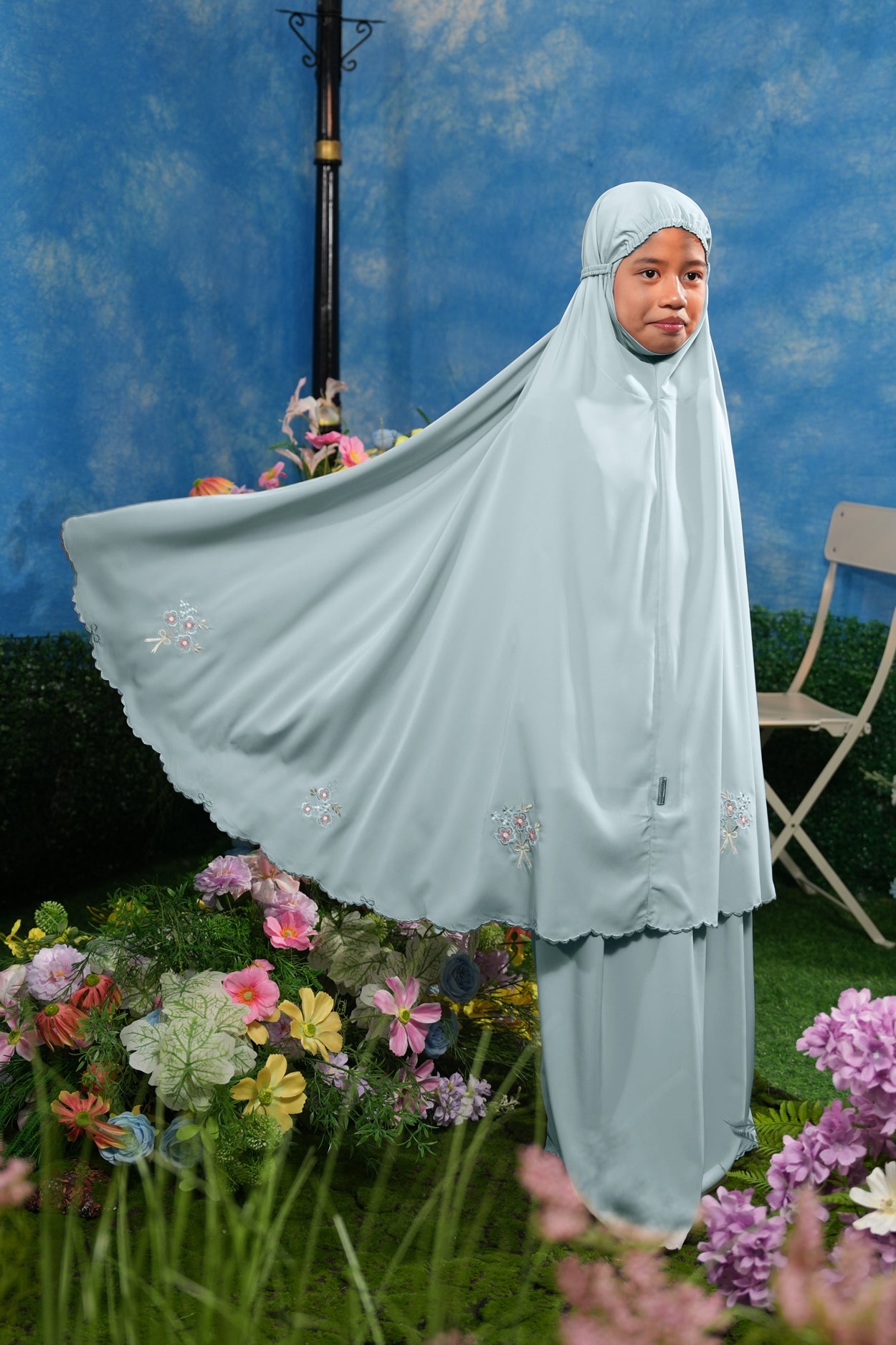 Little Evalora in Mint Prayer Wear