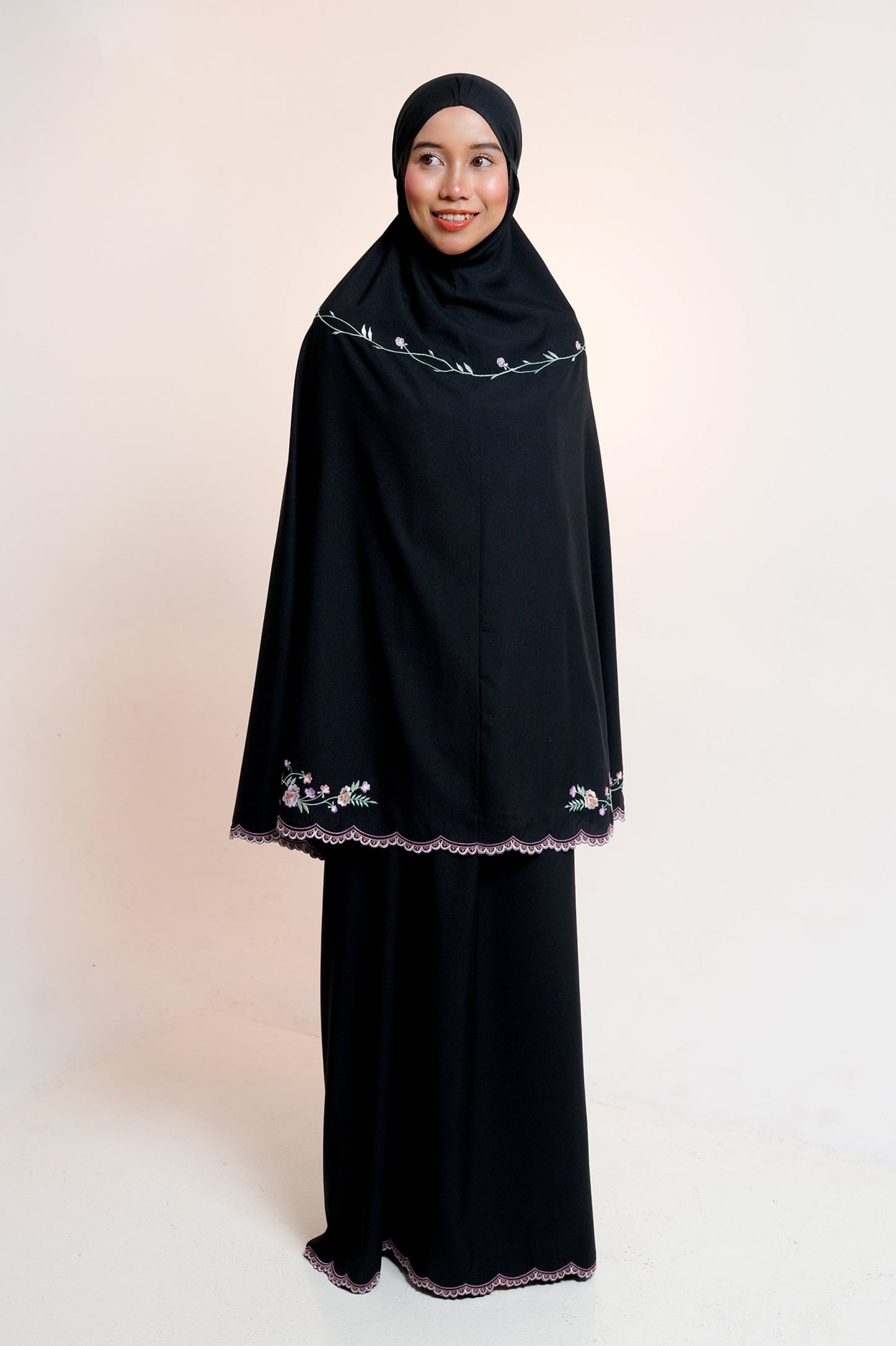 Leora in Black Prayer Wear