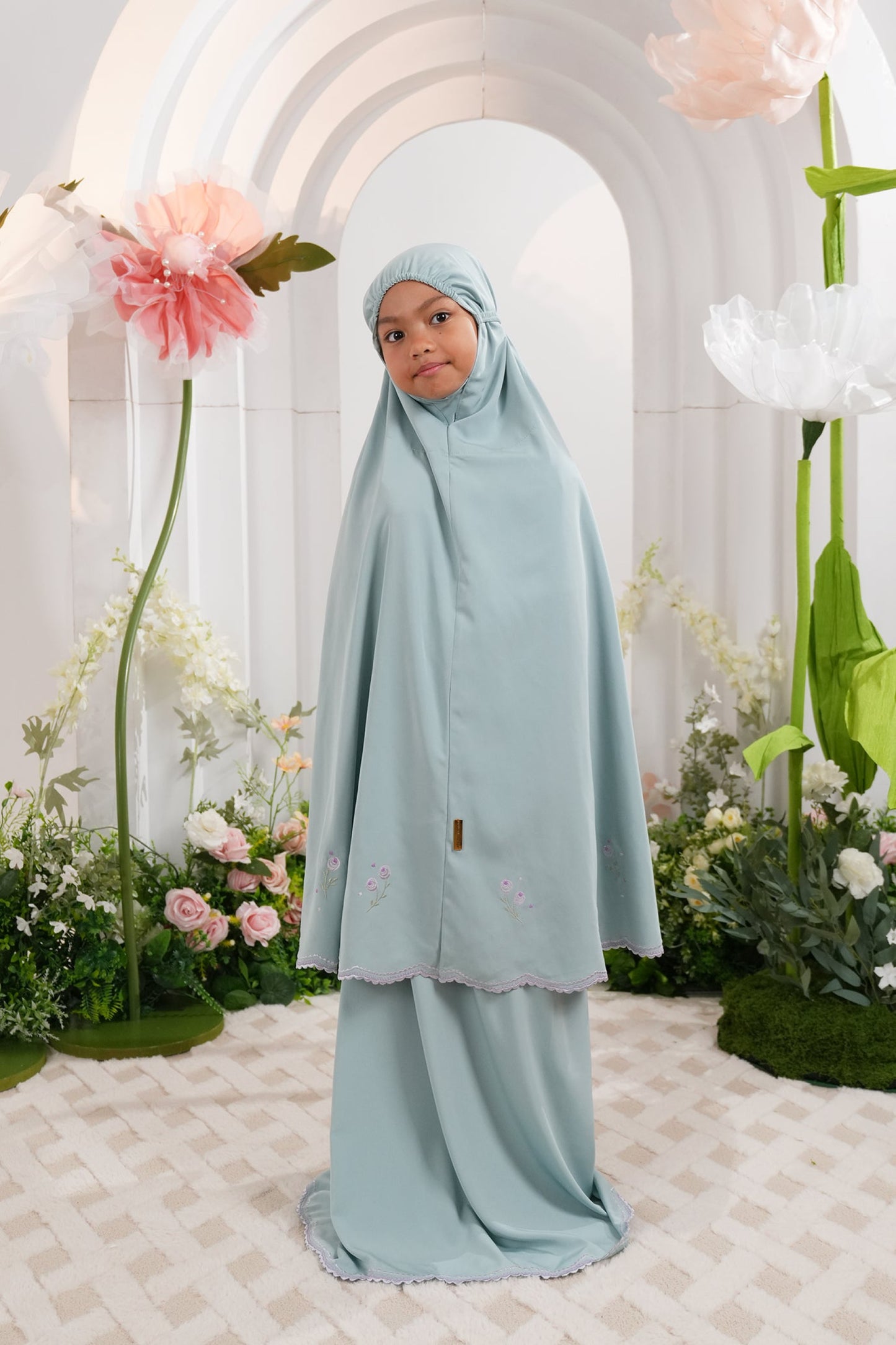 Little Elyse in Mint Prayer Wear