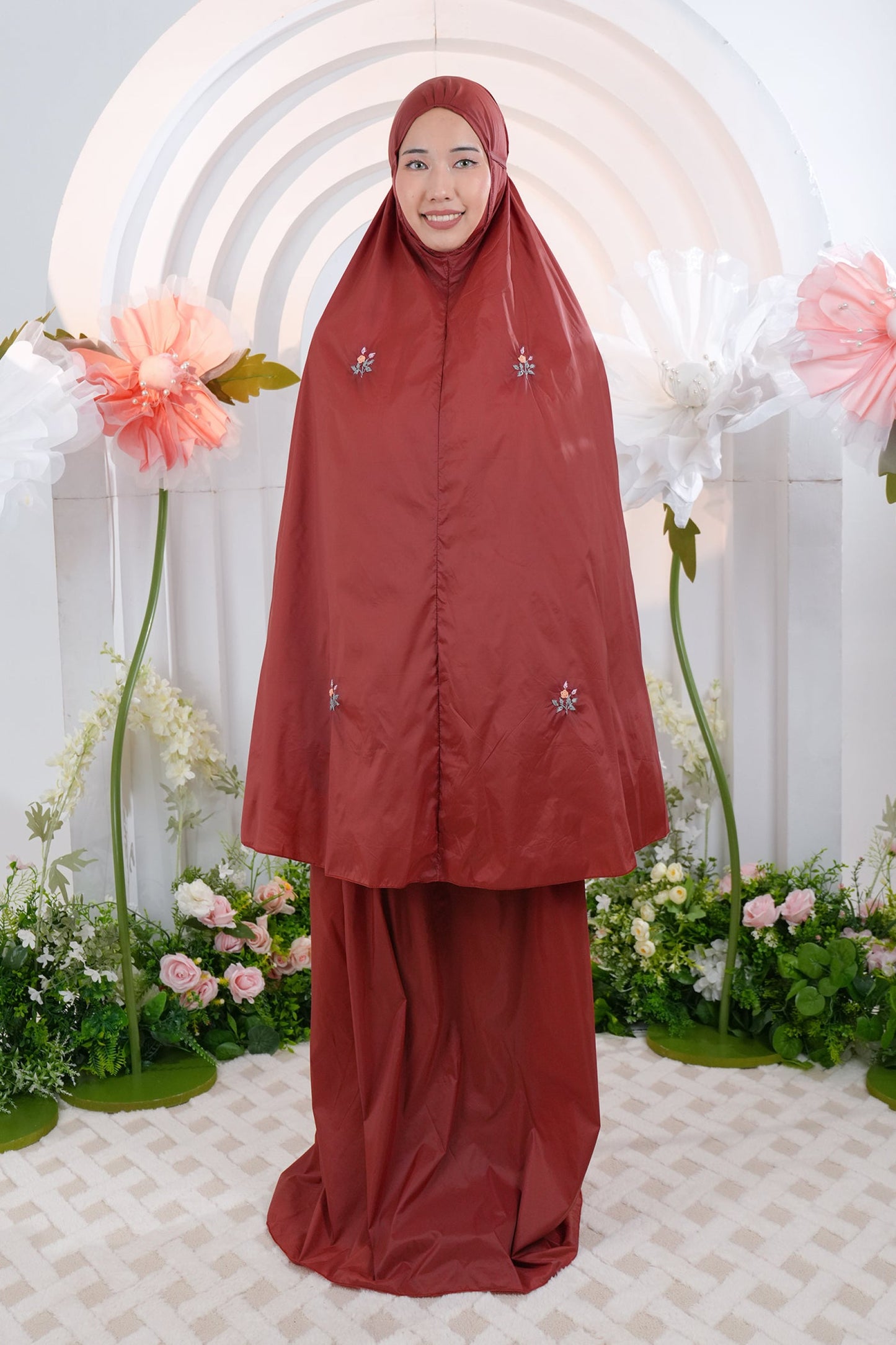 Pocketable Travel Telekung in Terracotta Prayer Wear