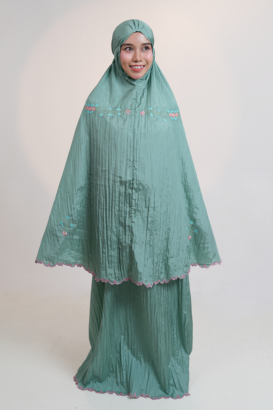 Peony Travel Telekung in Mint Prayer Wear
