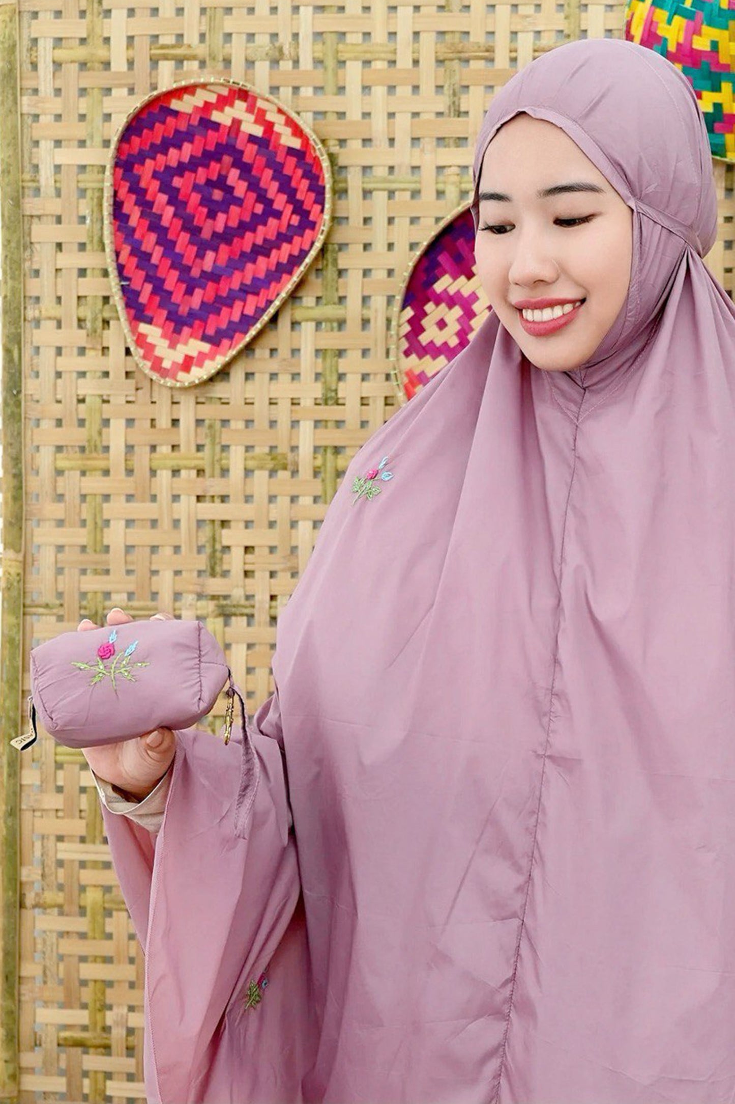 Pocketable Travel Telekung in Mauve