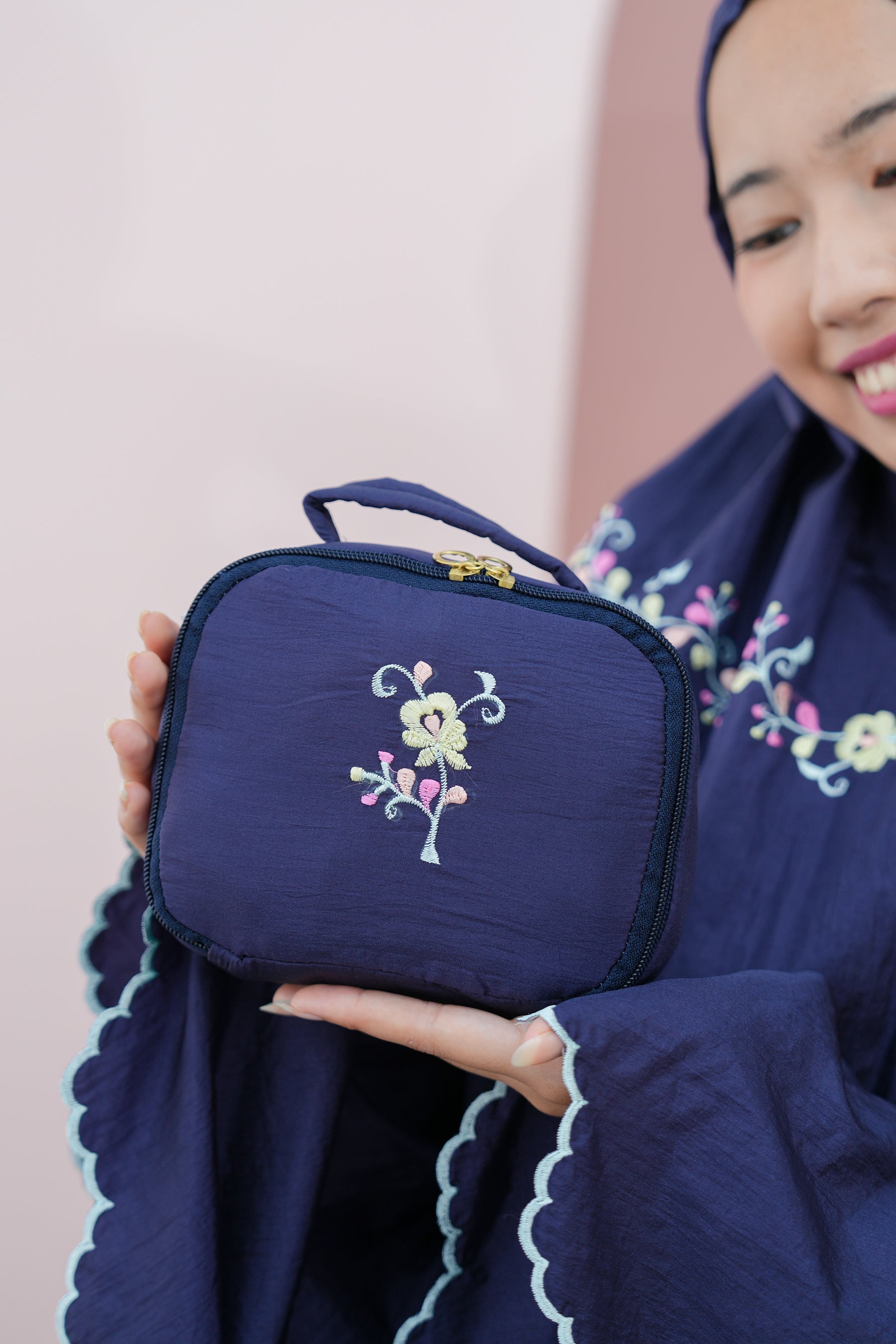 Premium Travel Telekung In Navy Prayer Wear