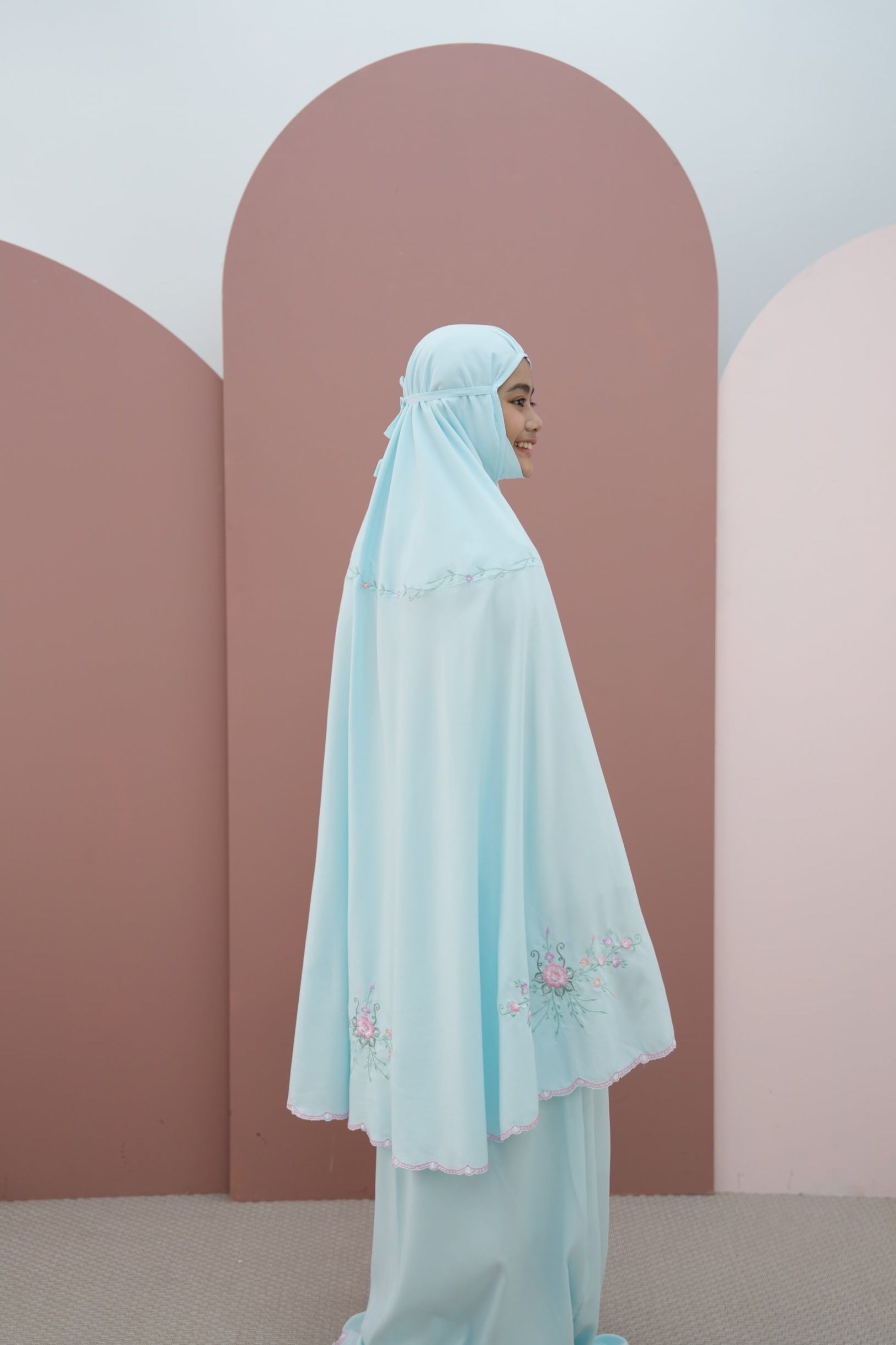 Basma In Blue (Tweens) Simple Smocking Prayer Wear