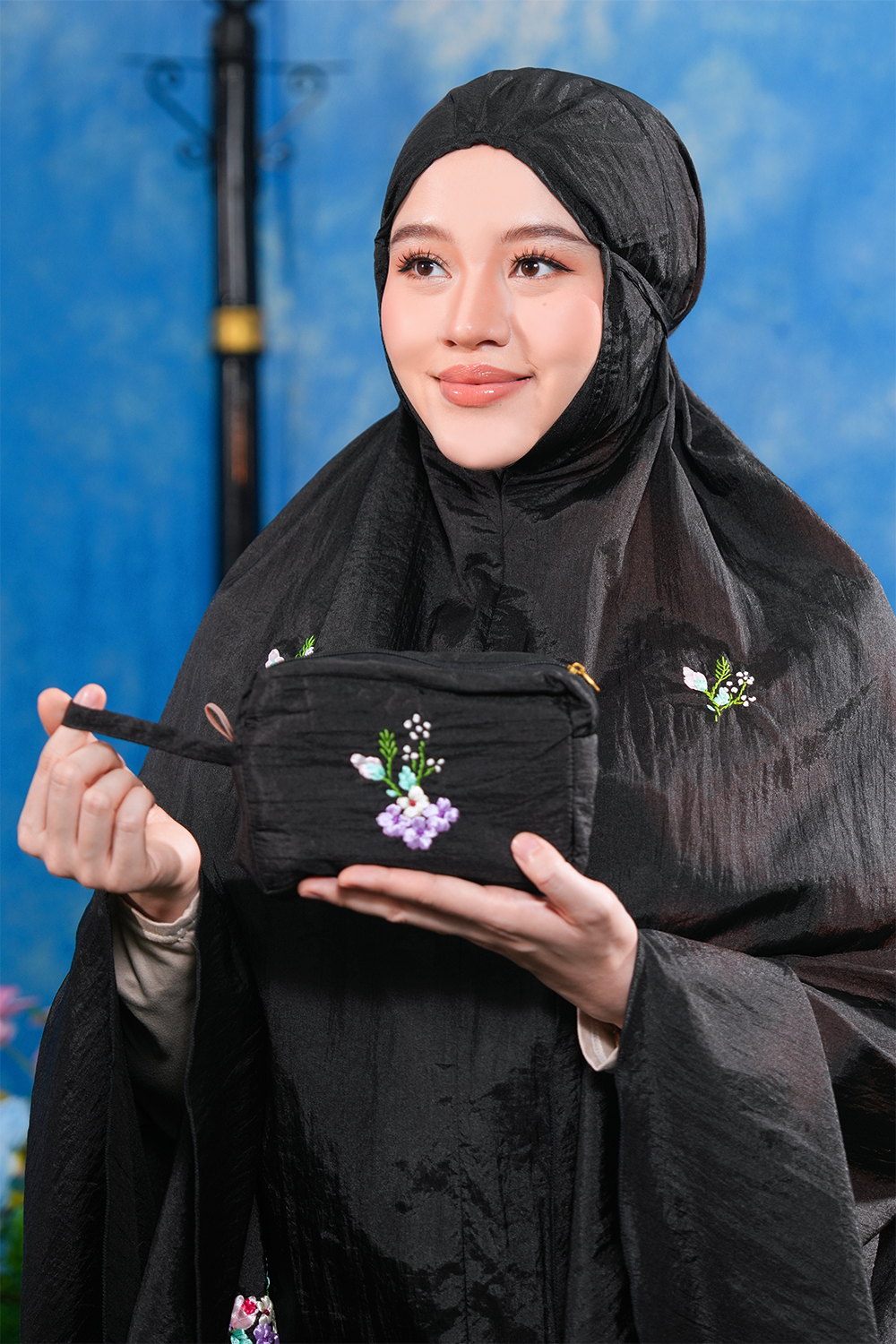 The Blooming Travel Telekung in Black