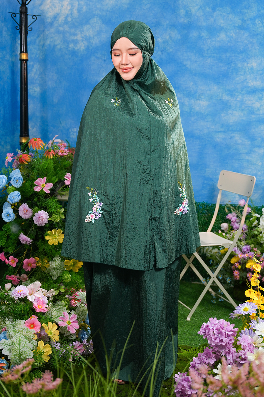 The Blooming Travel Telekung in Emerald