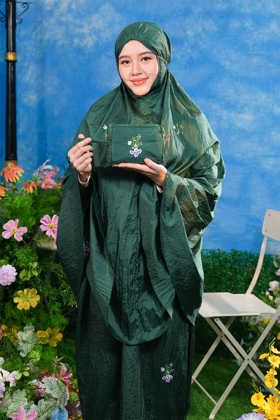 [As Is] The Blooming Travel Telekung Emerald / XS Prayer Wear