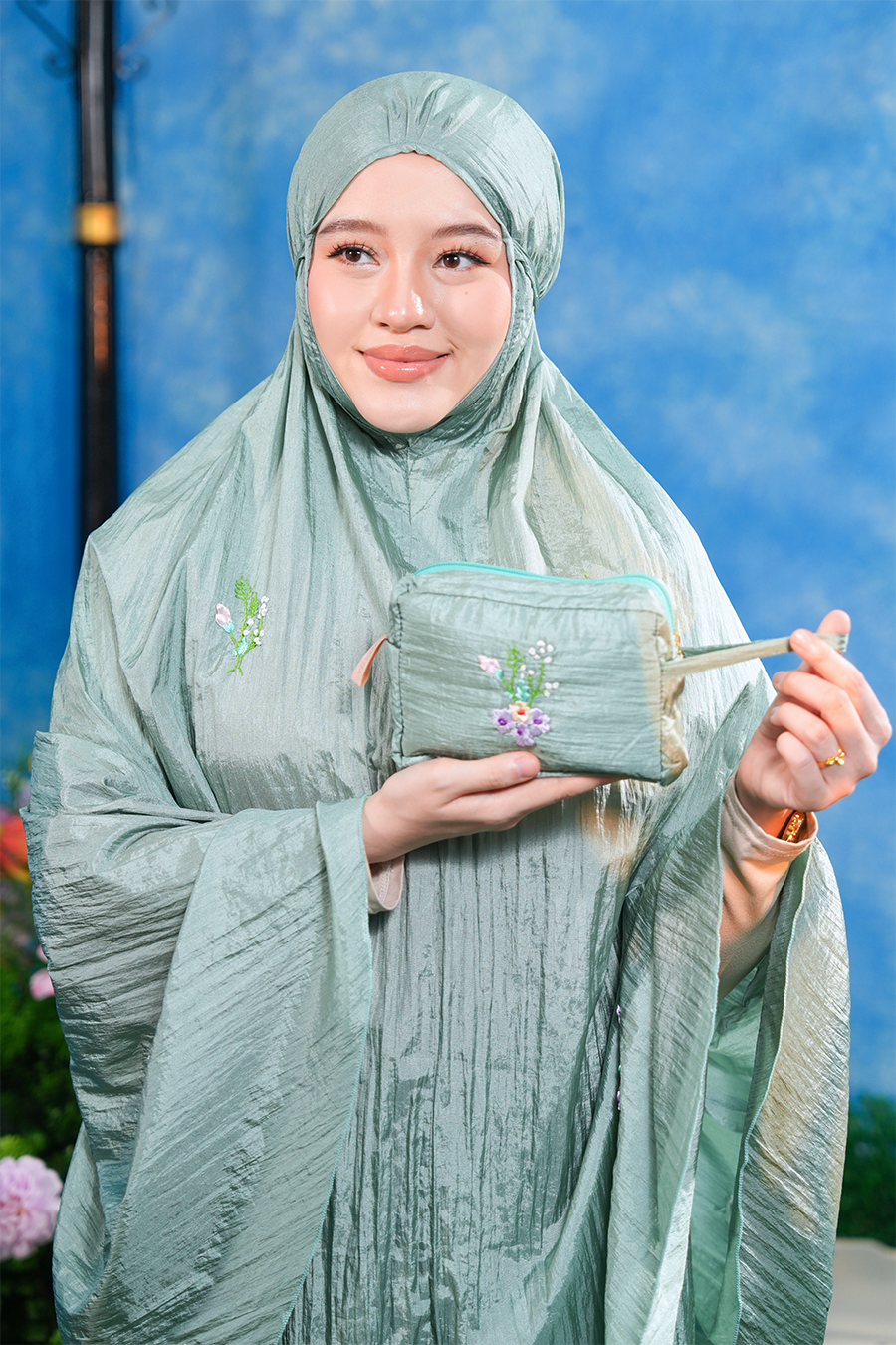 [As Is] The Blooming Travel Telekung Mint / XS Prayer Wear