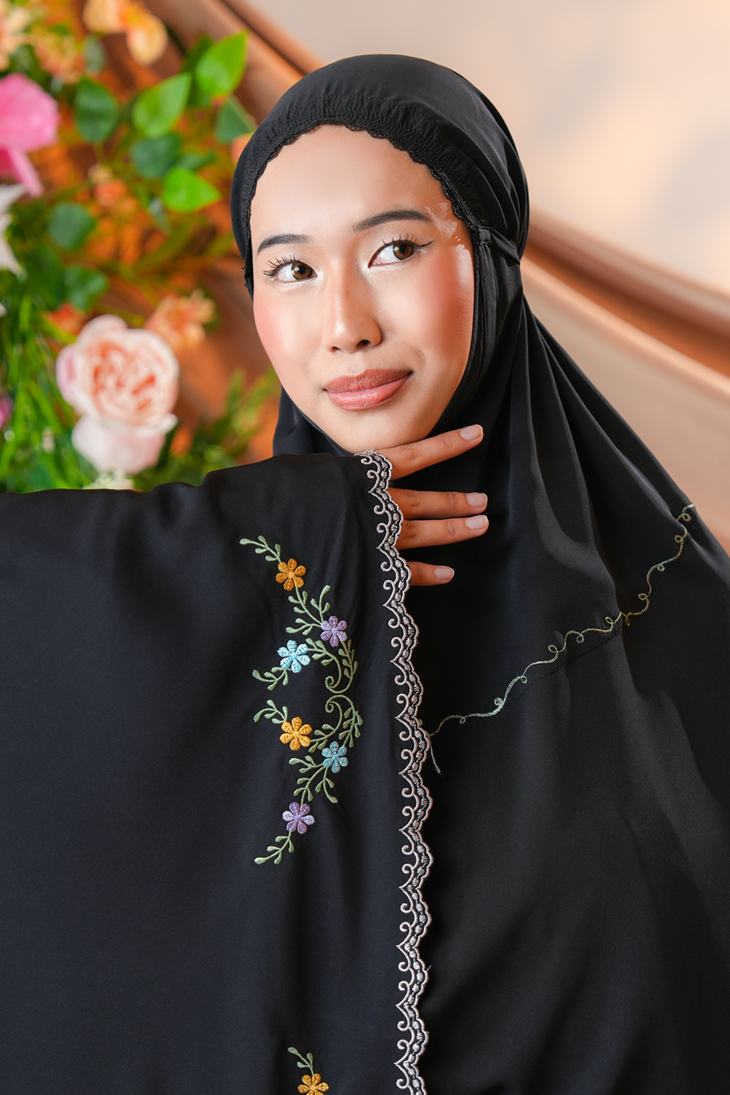 Celine in Black Tea Prayer Wear