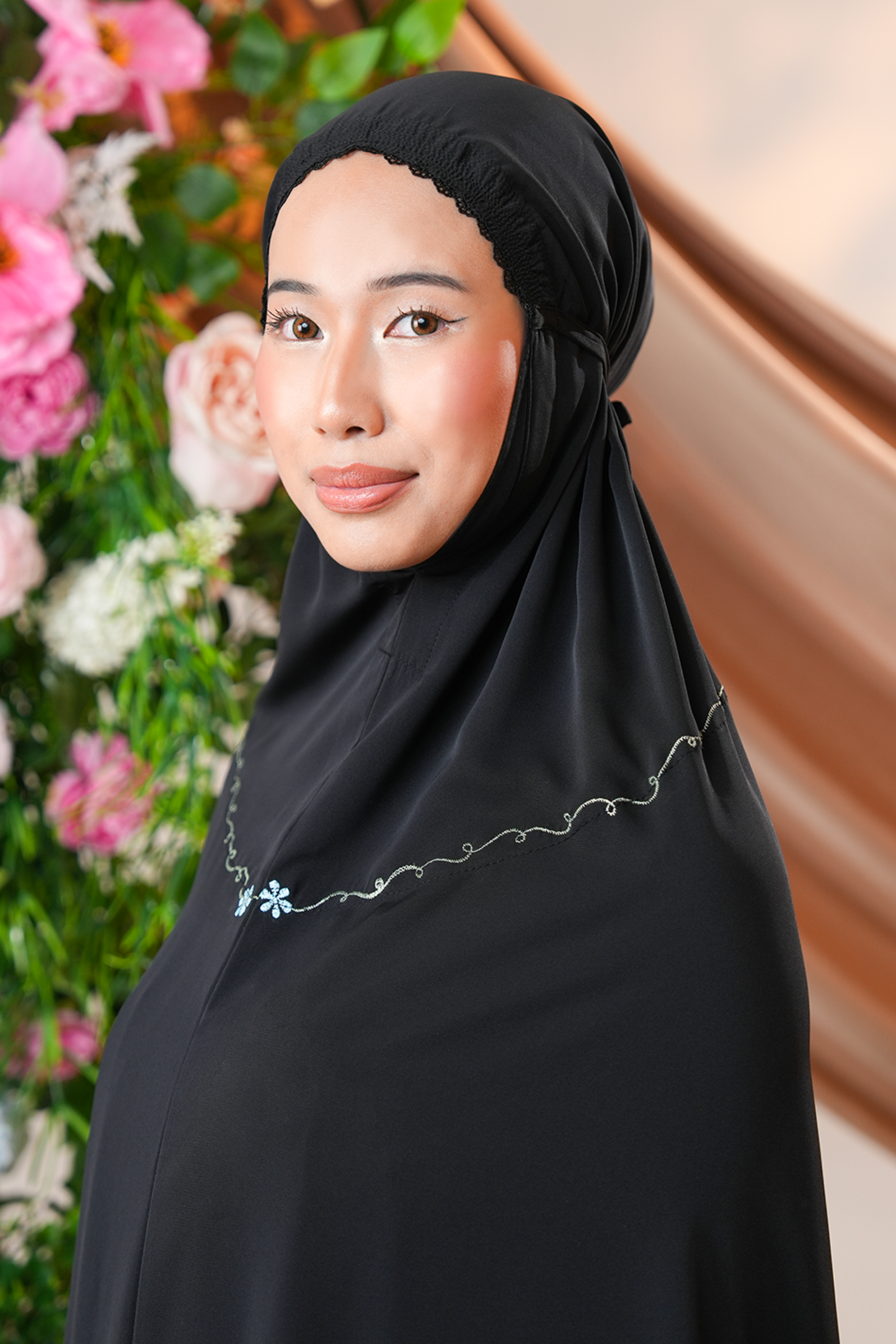 Celine in Black Tea Prayer Wear