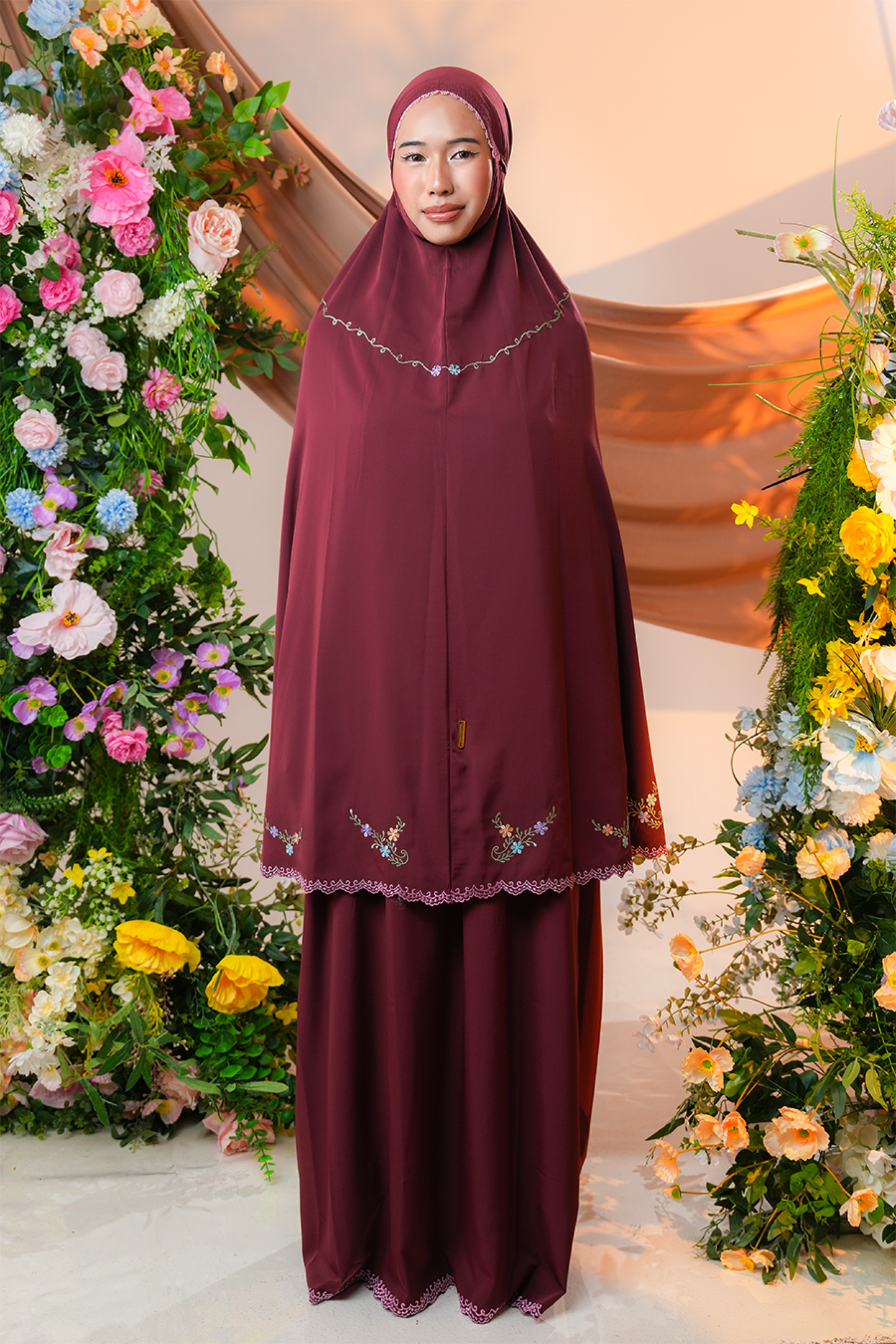 Celine in Dark Cherry Prayer Wear
