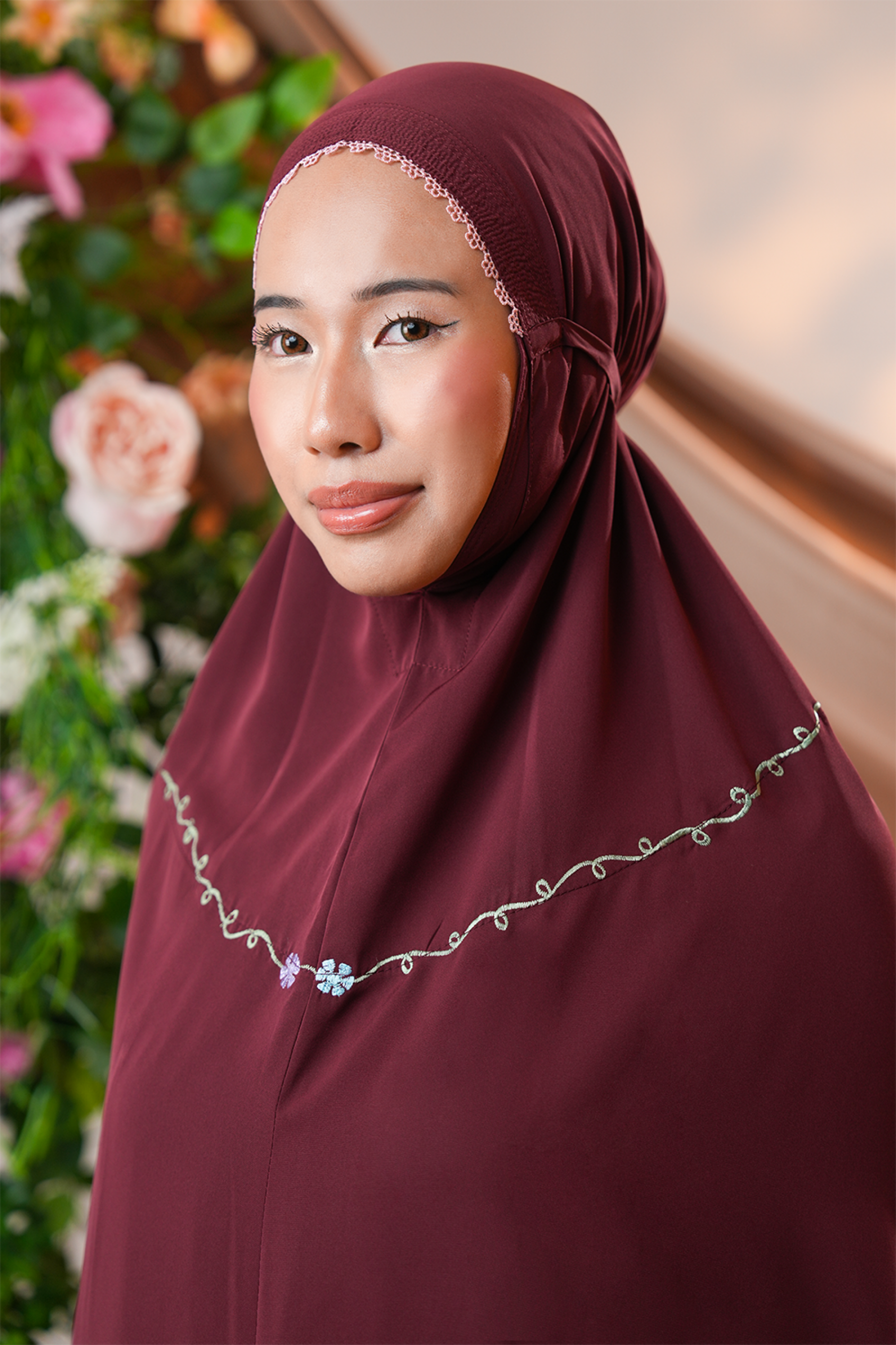 Celine in Dark Cherry Prayer Wear