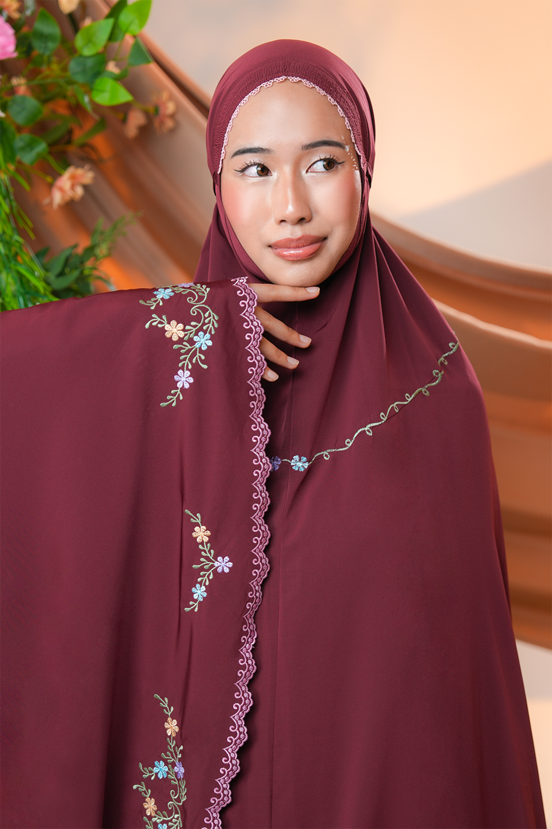 Celine in Dark Cherry Prayer Wear