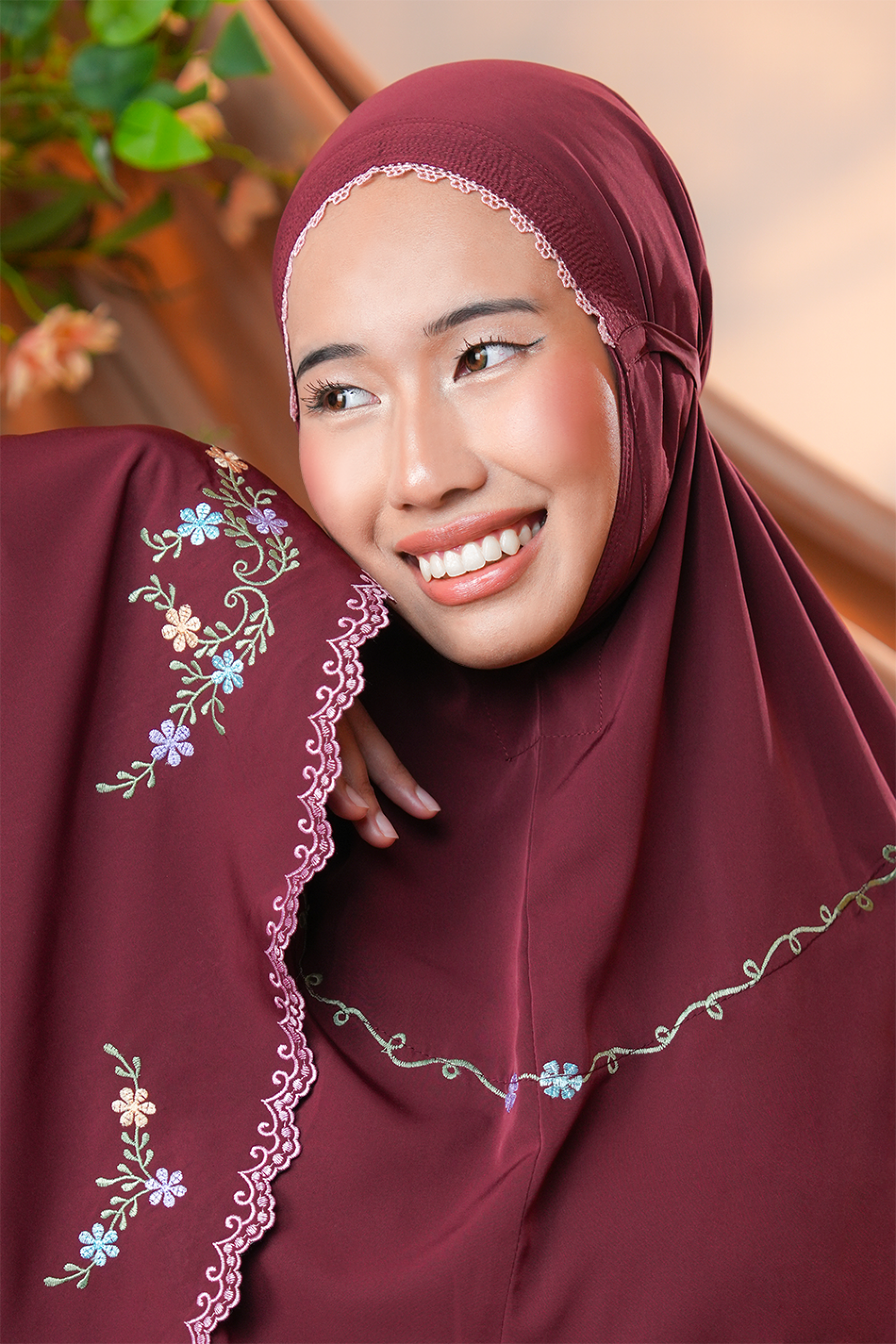 Celine in Dark Cherry Prayer Wear