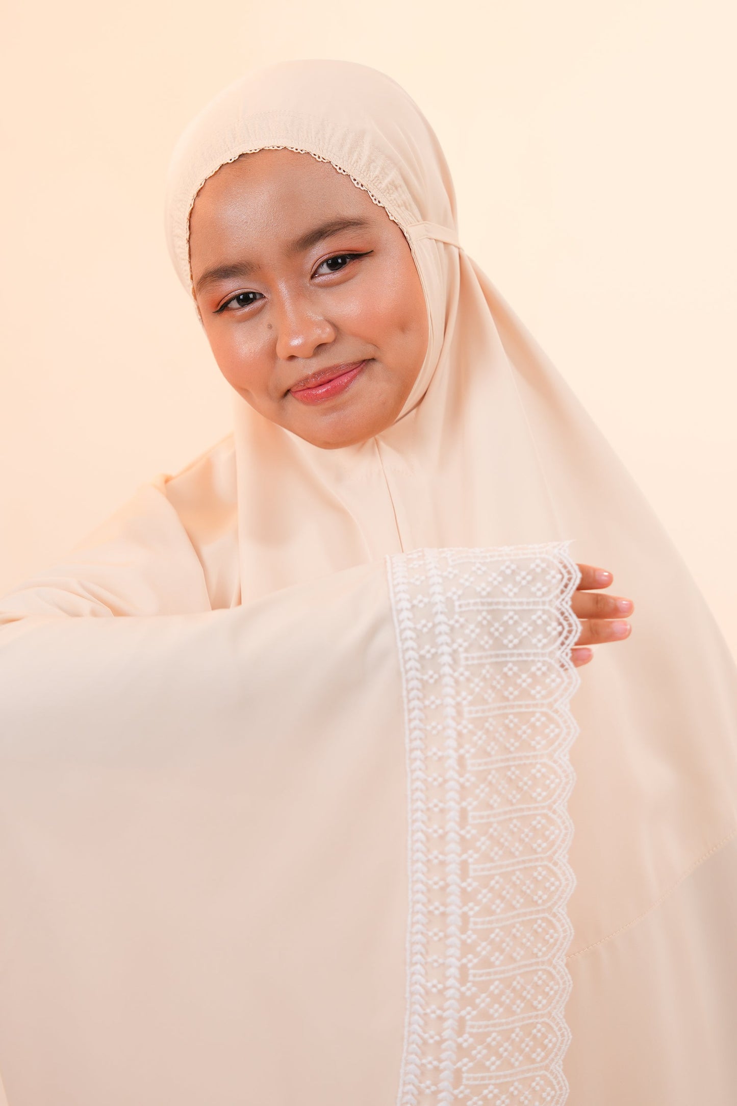 Dewdrops (Tweens) in Creme Brulee Prayer Wear