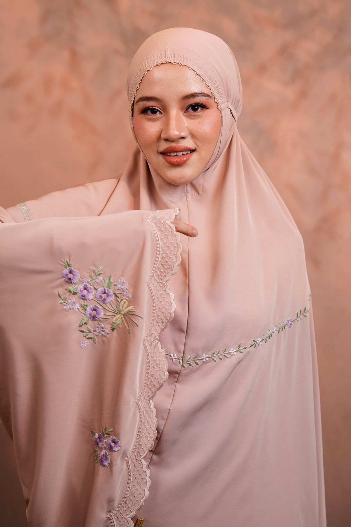 Evalora in Milk Tea Prayer Wear