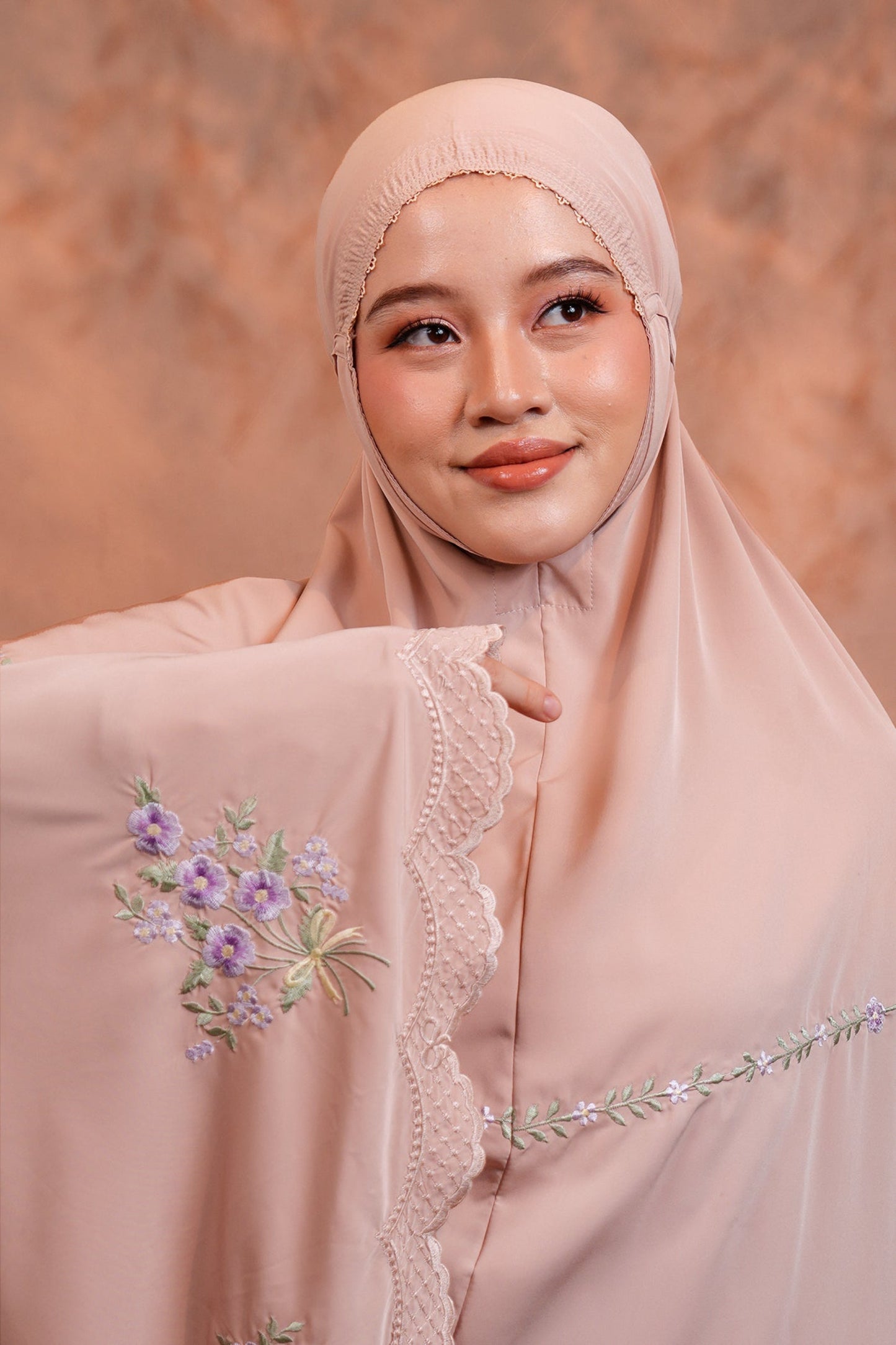 Evalora in Milk Tea Prayer Wear