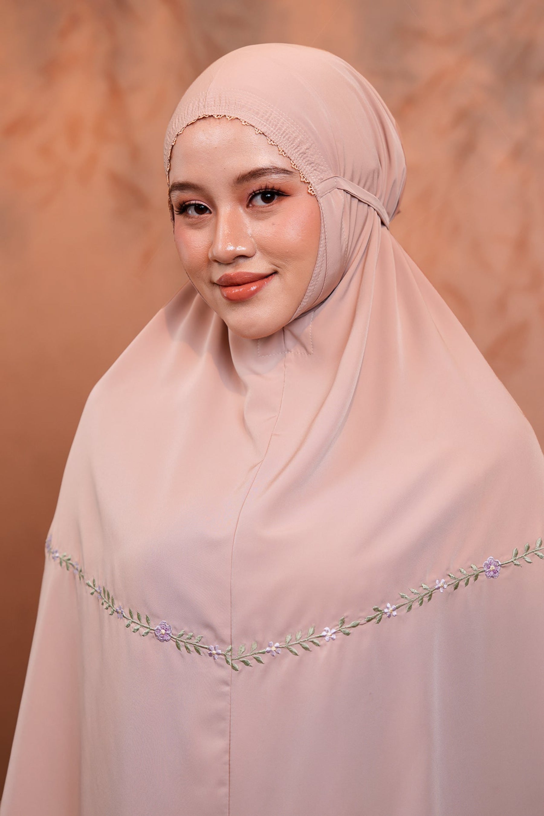 Evalora in Milk Tea Prayer Wear