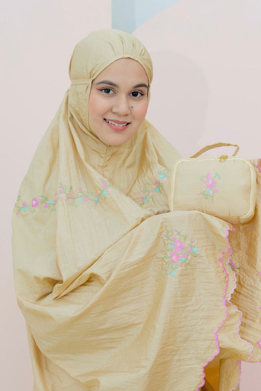 Premium Travel Telekung In Gold Prayer Wear