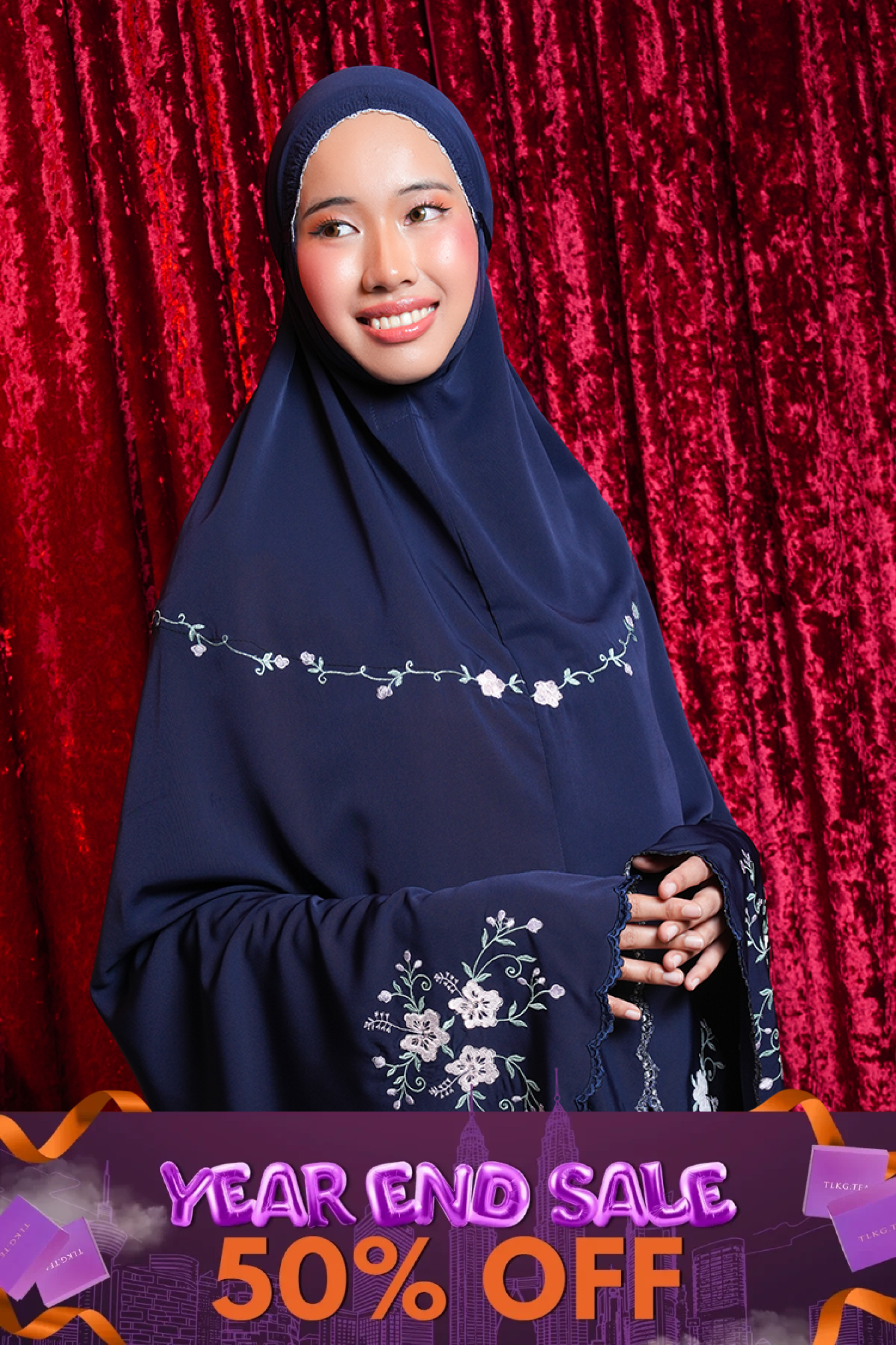 [As Is] The Hibiscus Navy / S Prayer Wear