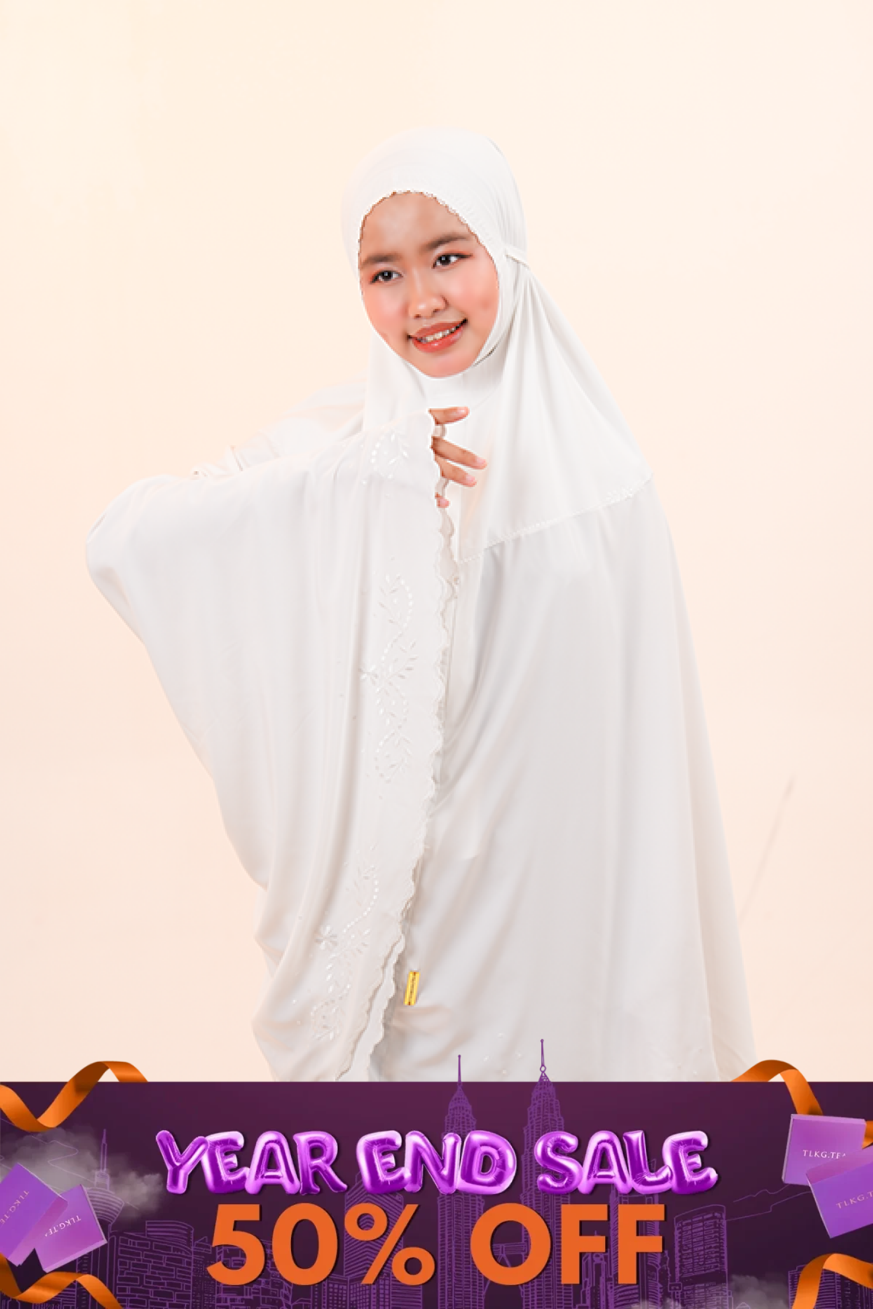 [As Is] Medina Omra(Tweens) Vanilla Prayer Wear