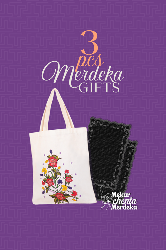 Tea Roses Mini Sejadah Black - set of 2 + Hibiscus Tote Bag