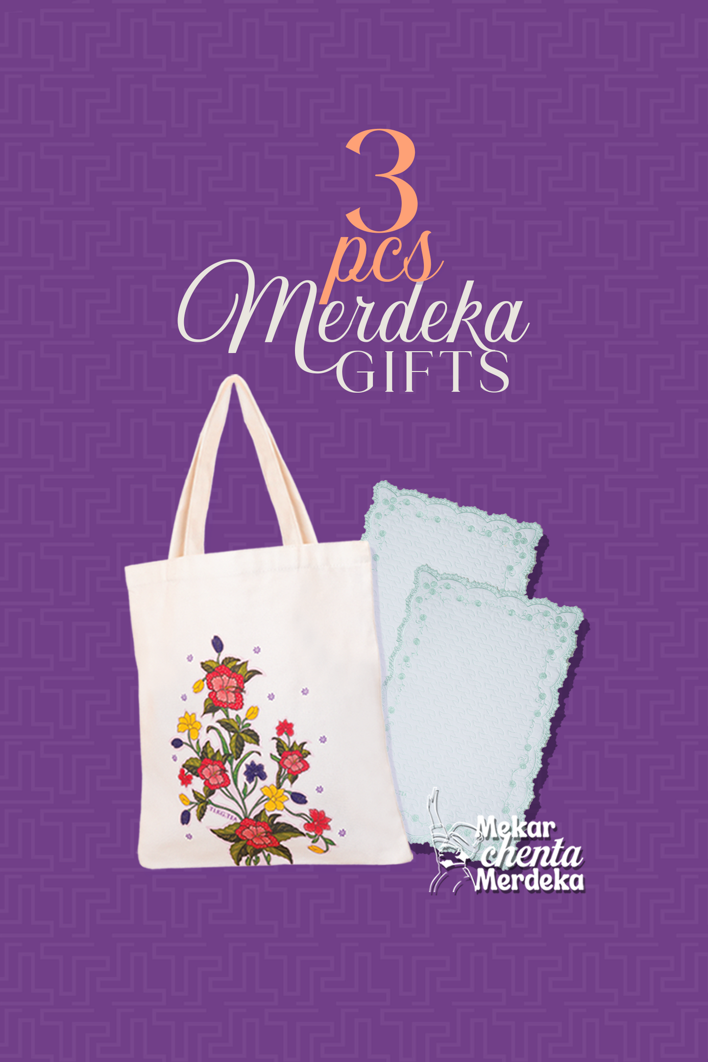 Tea Roses Mini Sejadah Ocean - set of 2 + Hibiscus Tote Bag