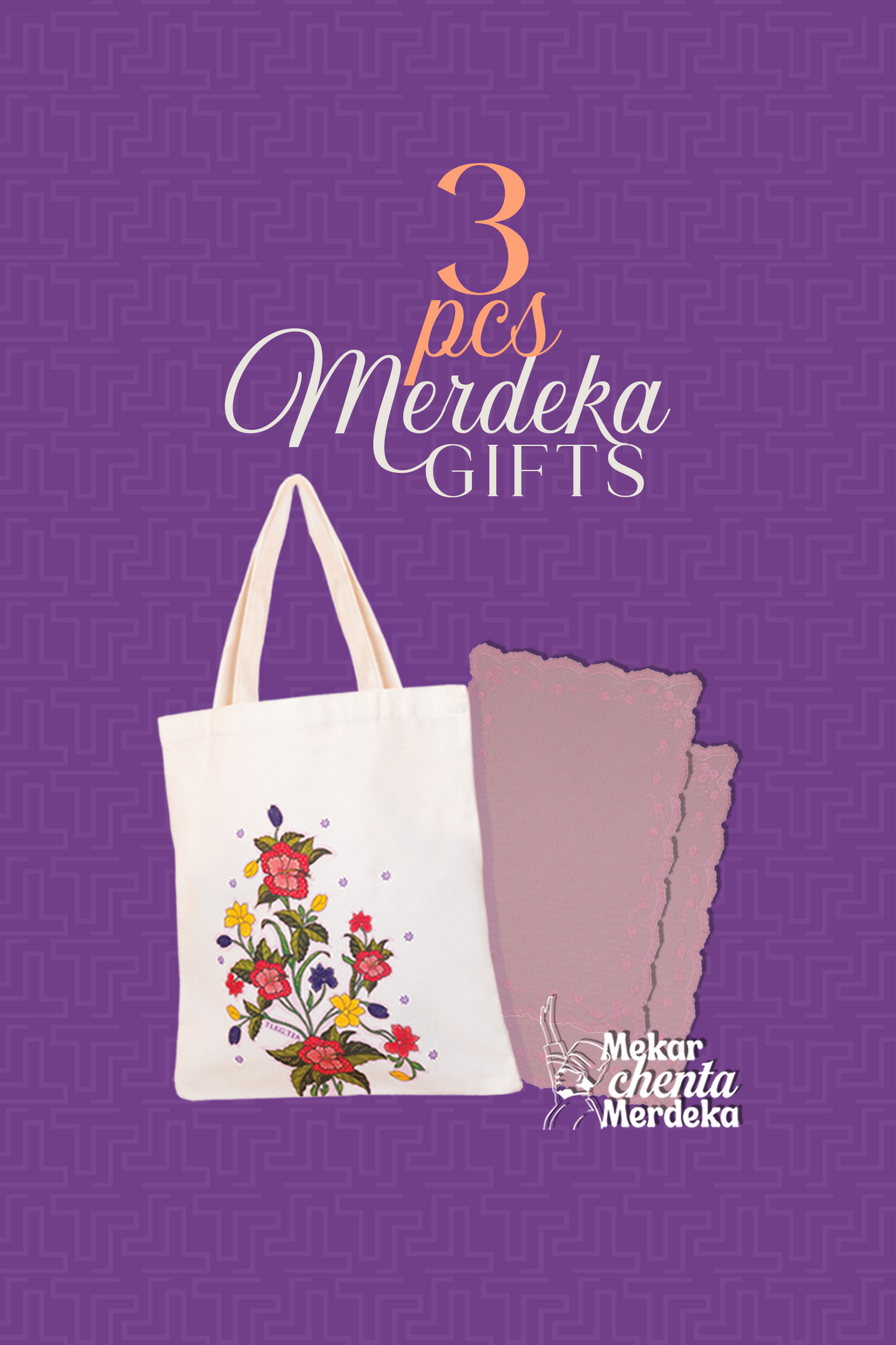Tea Roses Mini Sejadah Rose - set of 2 + Hibiscus Tote Bag