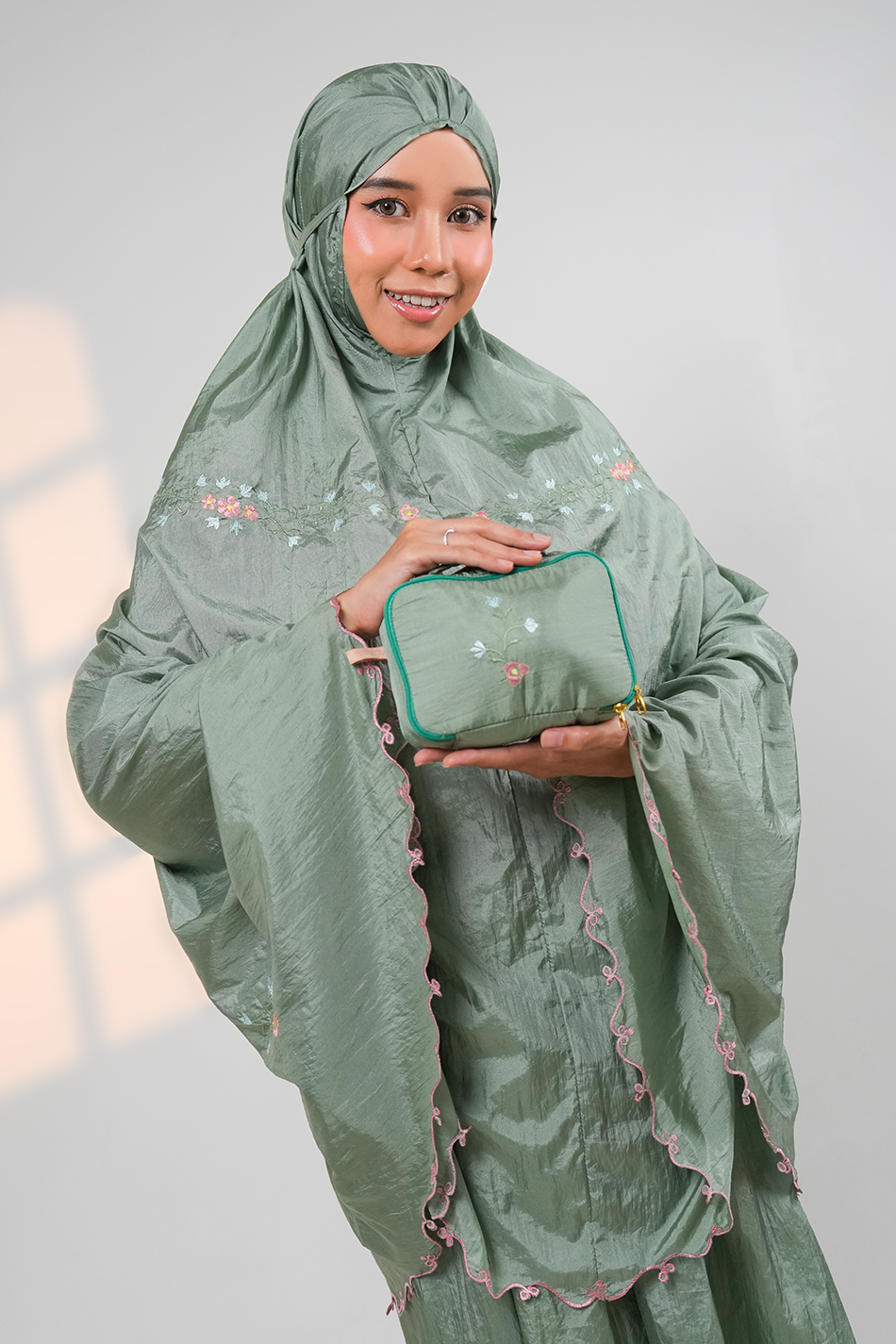 Peony Travel Telekung in Green