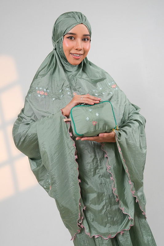 Peony Travel Telekung in Green