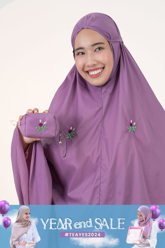 Pocketable Travel Telekung In Orchid Prayer Wear