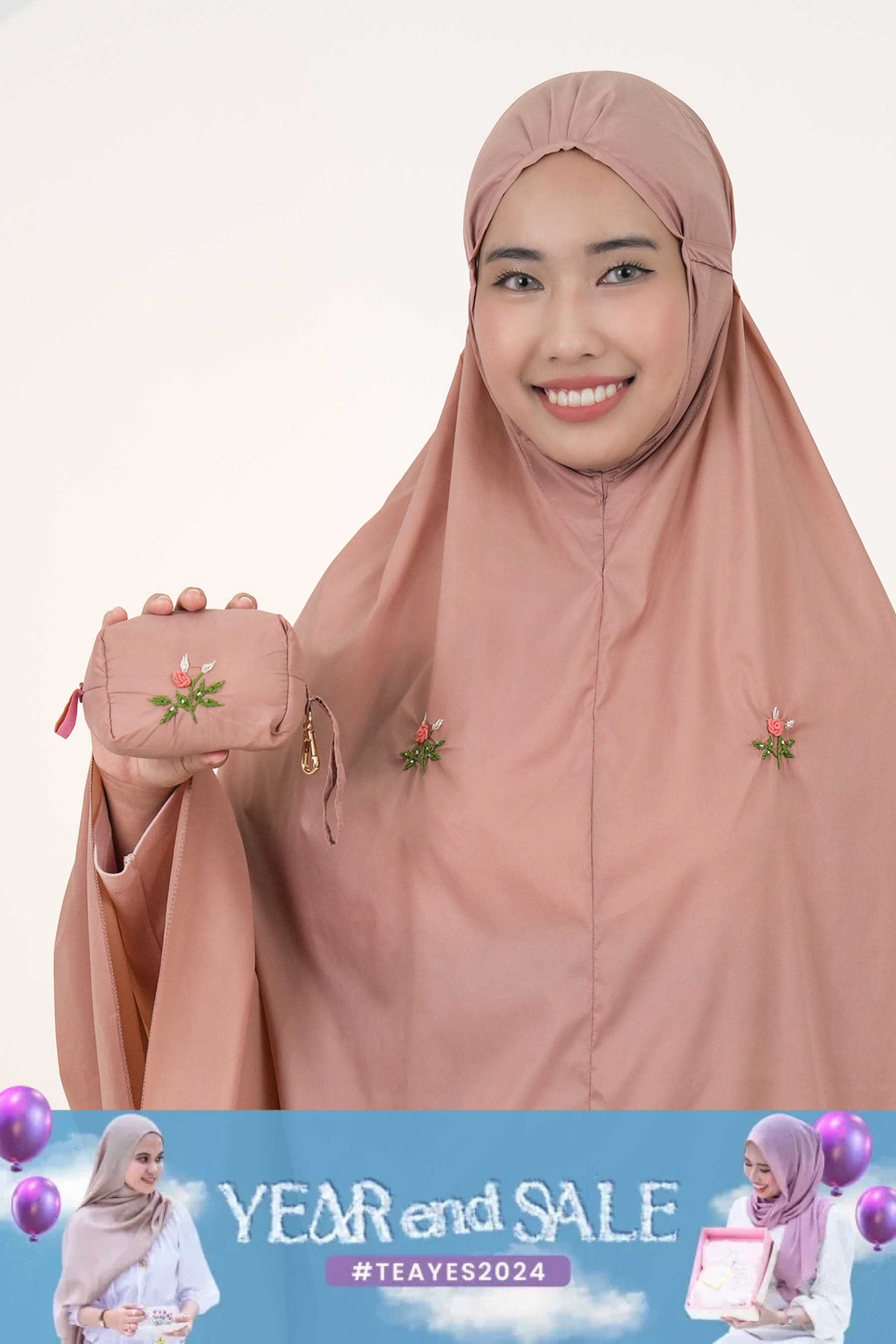 Pocketable Travel Telekung In Pecan Prayer Wear