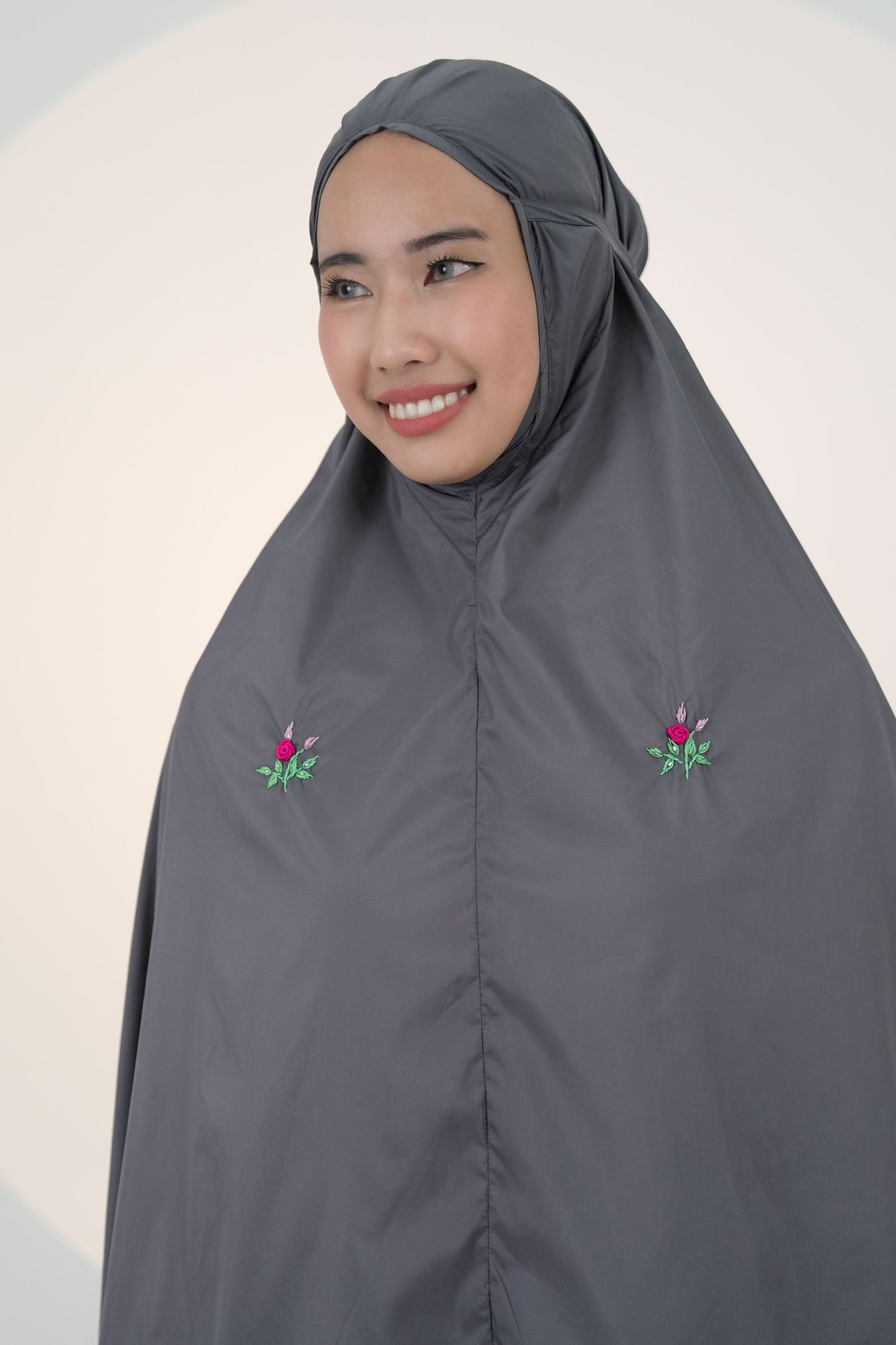 Pocketable Travel Telekung In Ash Grey Prayer Wear