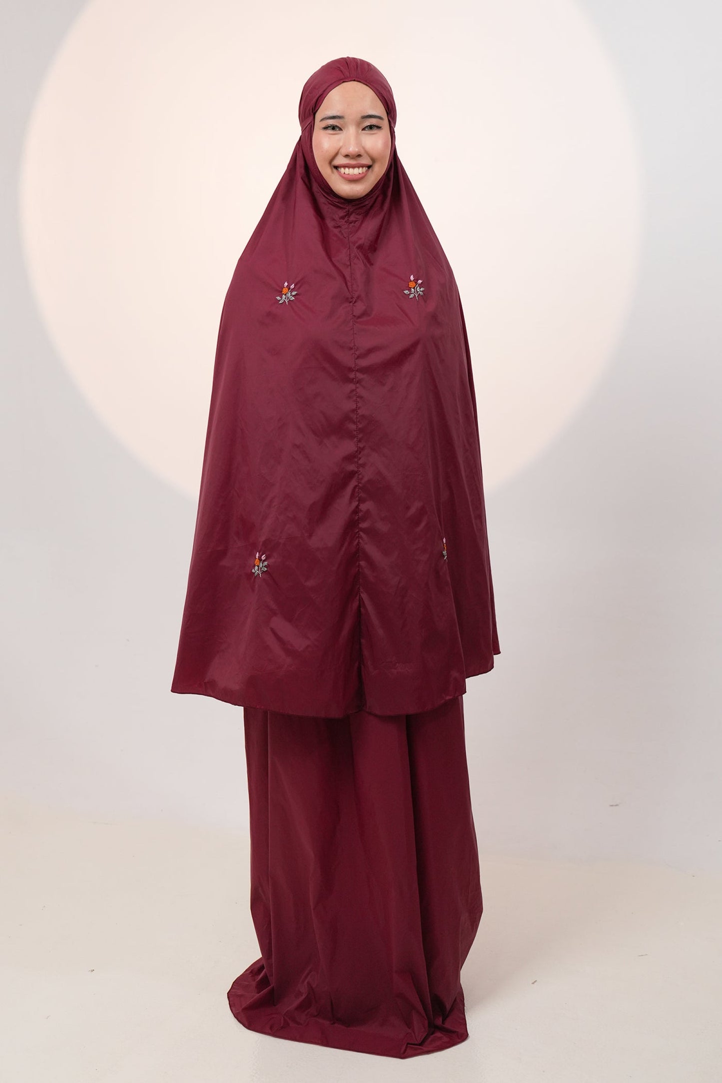 Pocketable Travel Telekung in Cranberry Prayer Wear