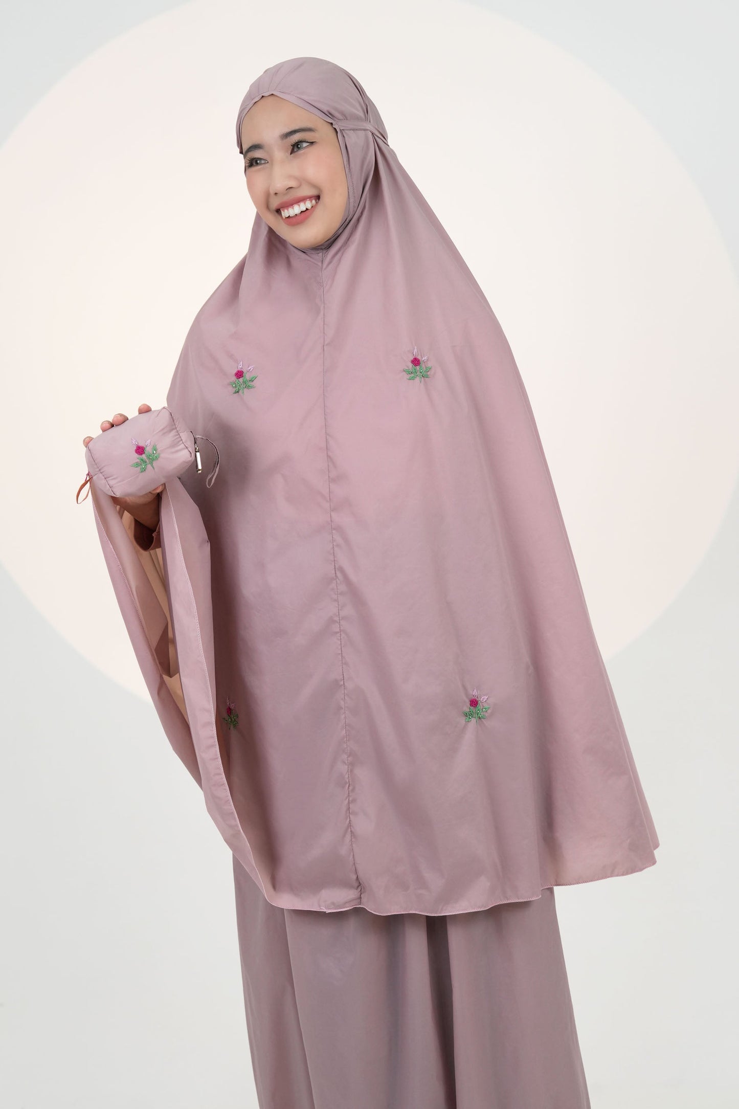 Pocketable Travel Telekung In Dusty Rose Prayer Wear