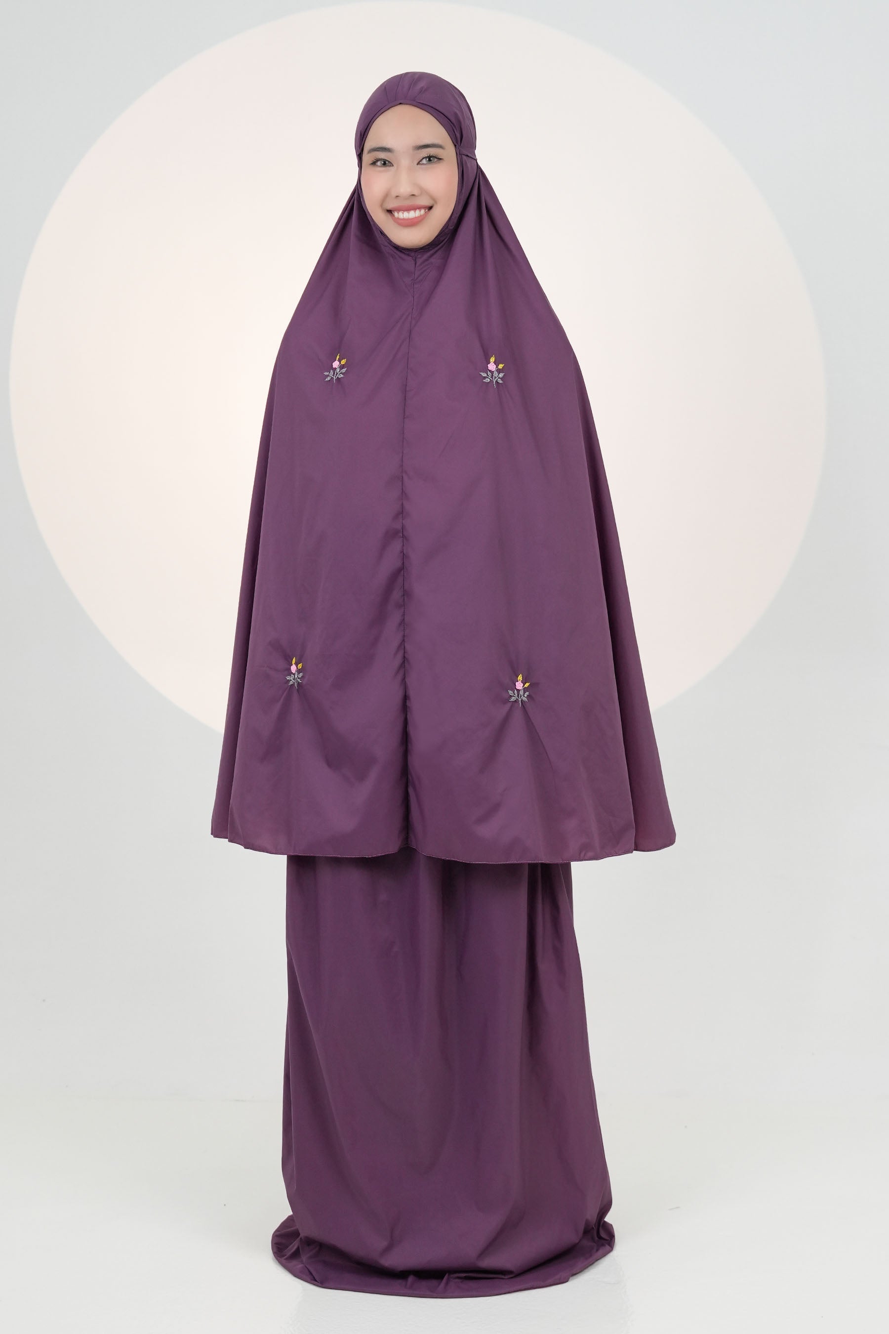 Pocketable Travel Telekung In Grape Prayer Wear