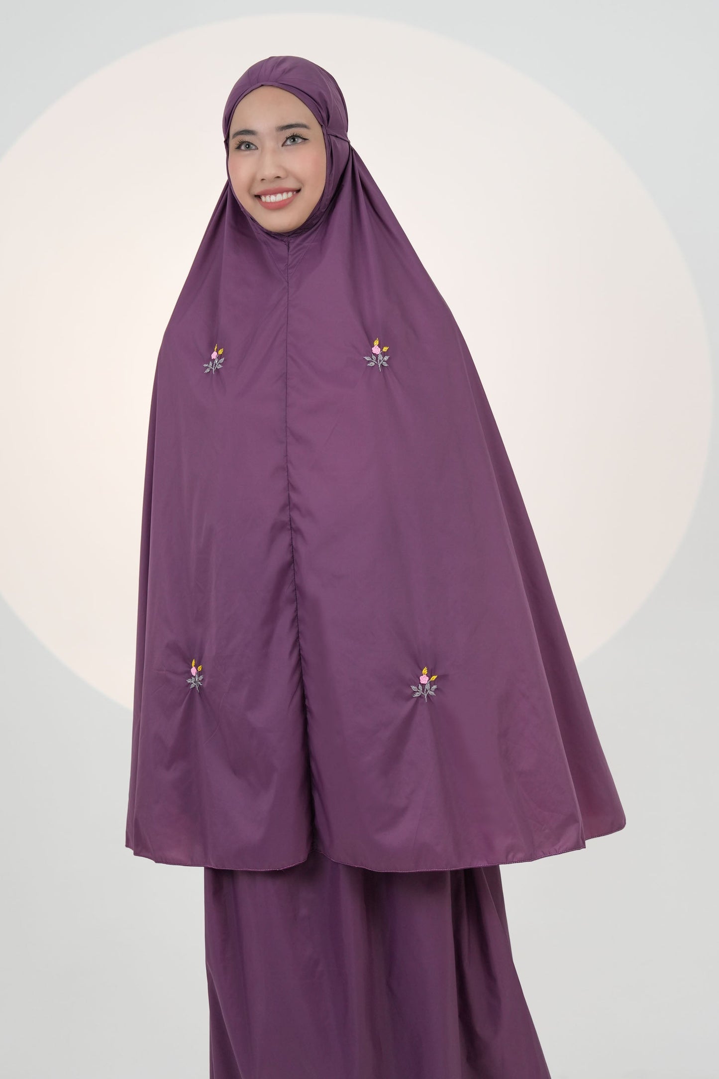 Pocketable Travel Telekung In Grape Prayer Wear