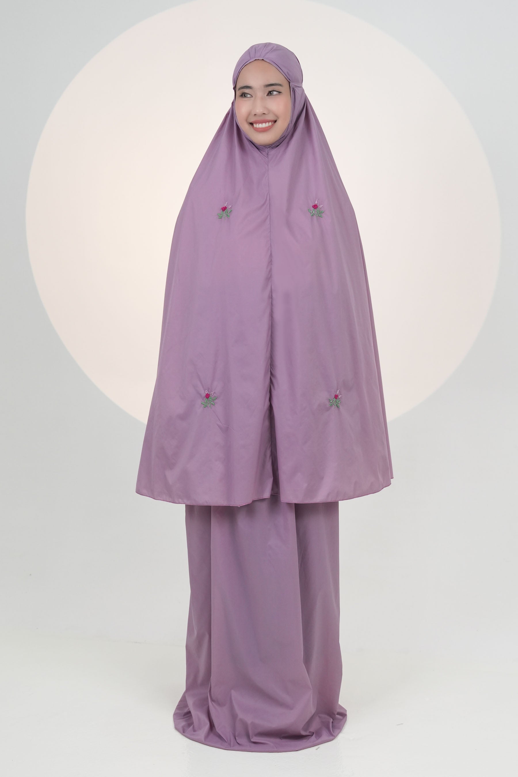 Pocketable Travel Telekung In Lavender Prayer Wear