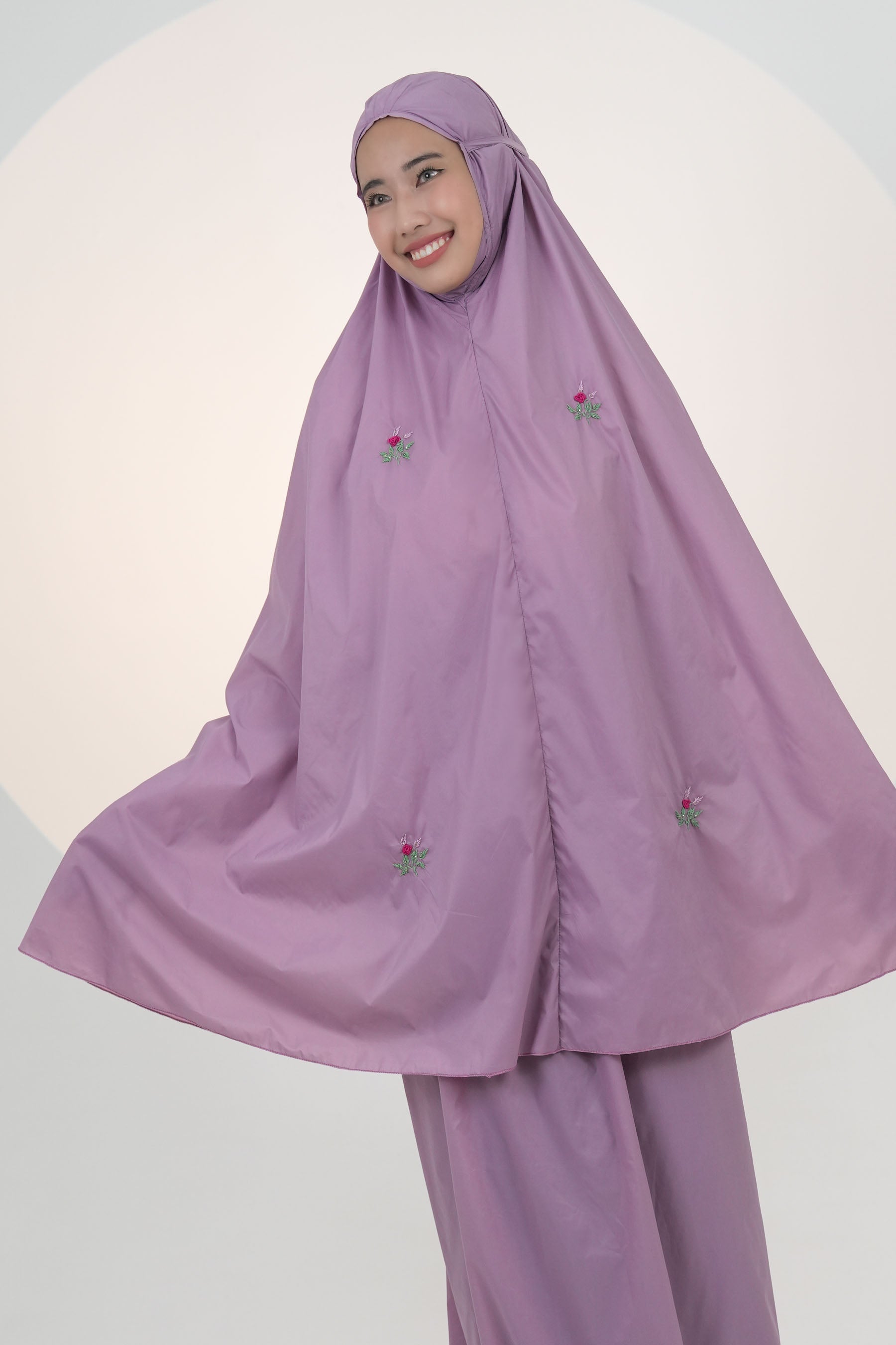 Pocketable Travel Telekung In Lavender Prayer Wear