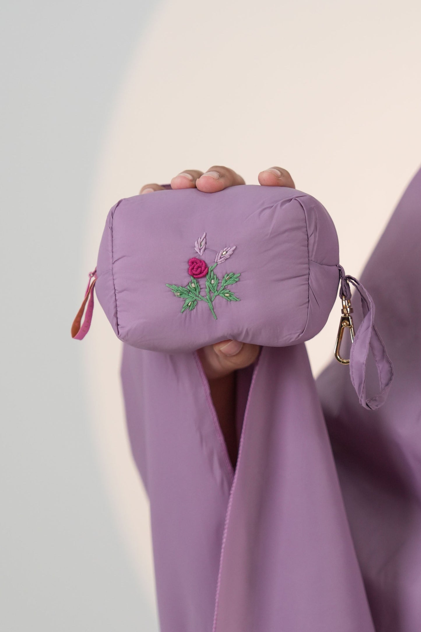 Pocketable Travel Telekung In Lavender Prayer Wear