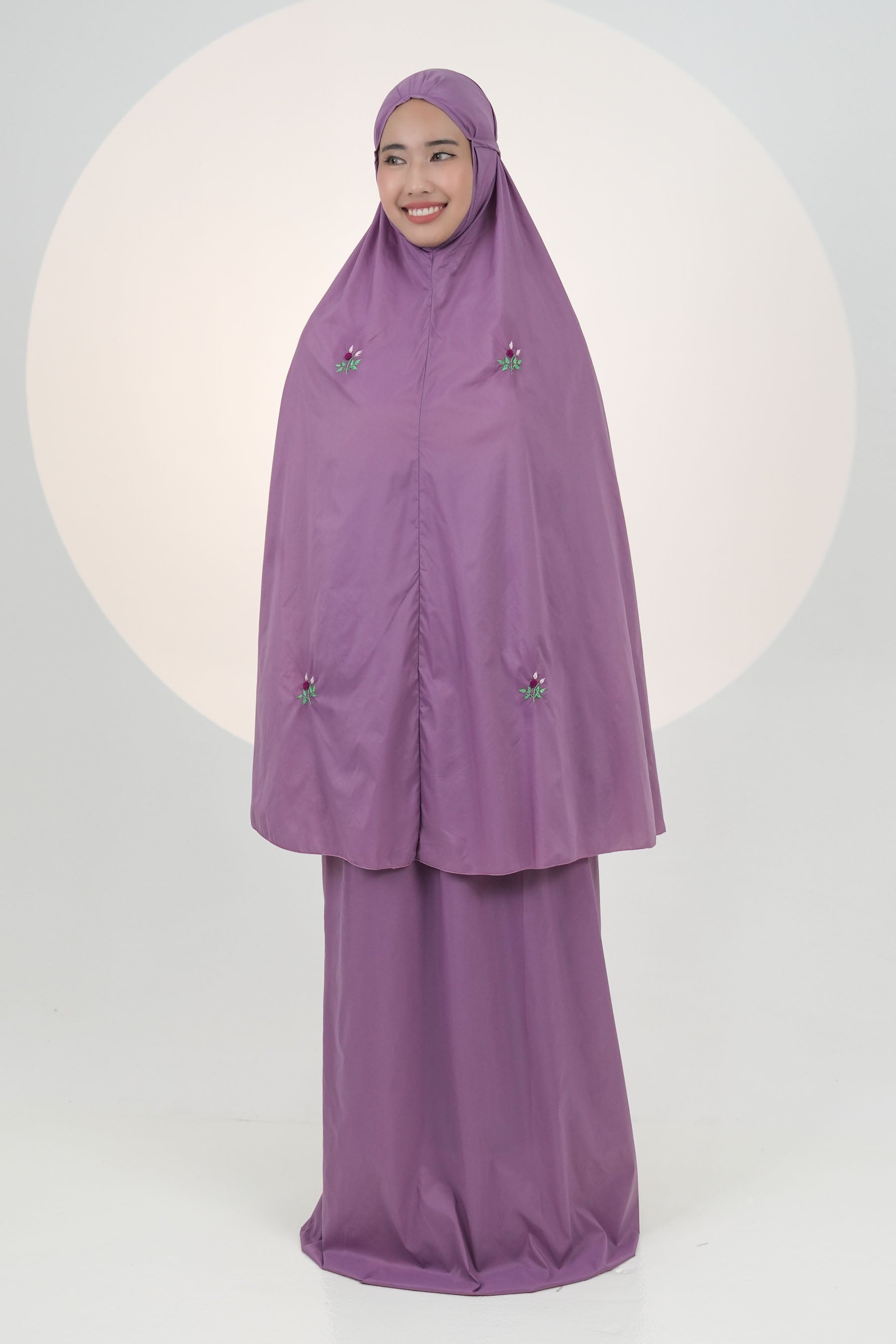 Pocketable Travel Telekung In Orchid Prayer Wear