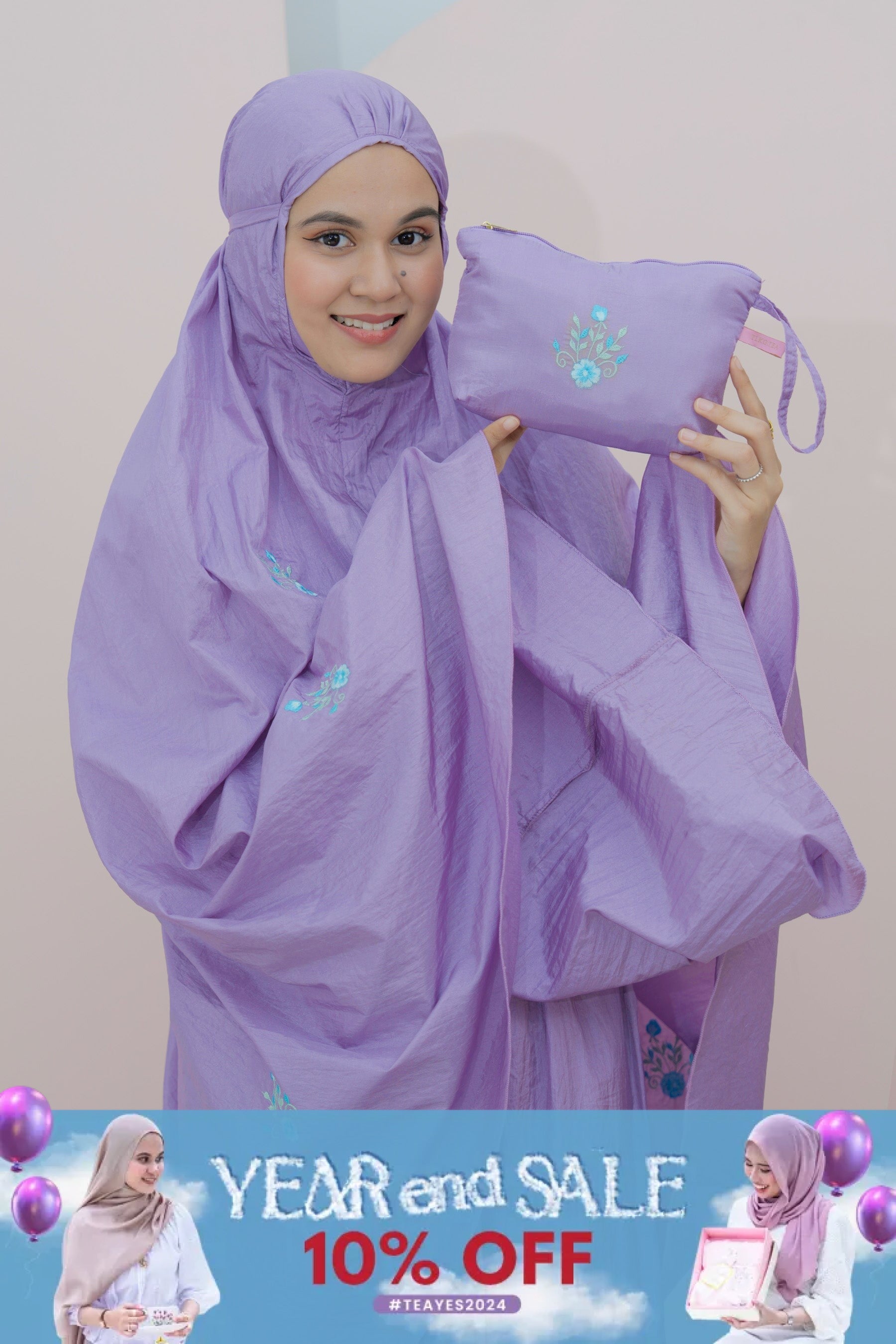 The Travel Telekung In Purple Prayer Wear