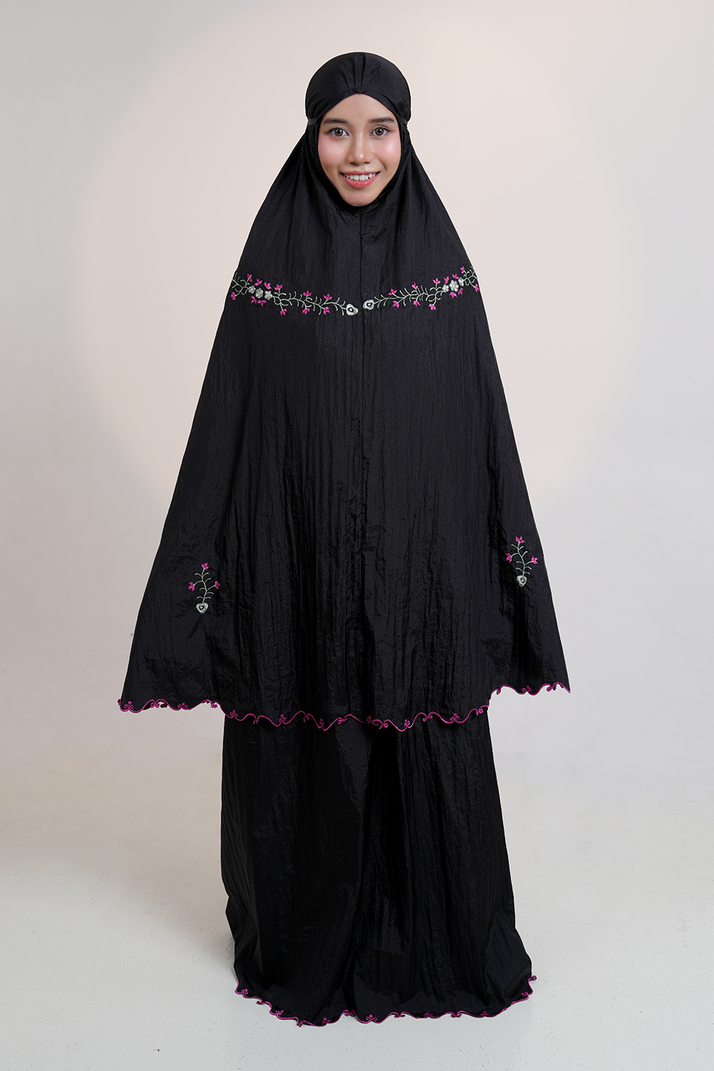 Peony Travel Telekung in Black Prayer Wear