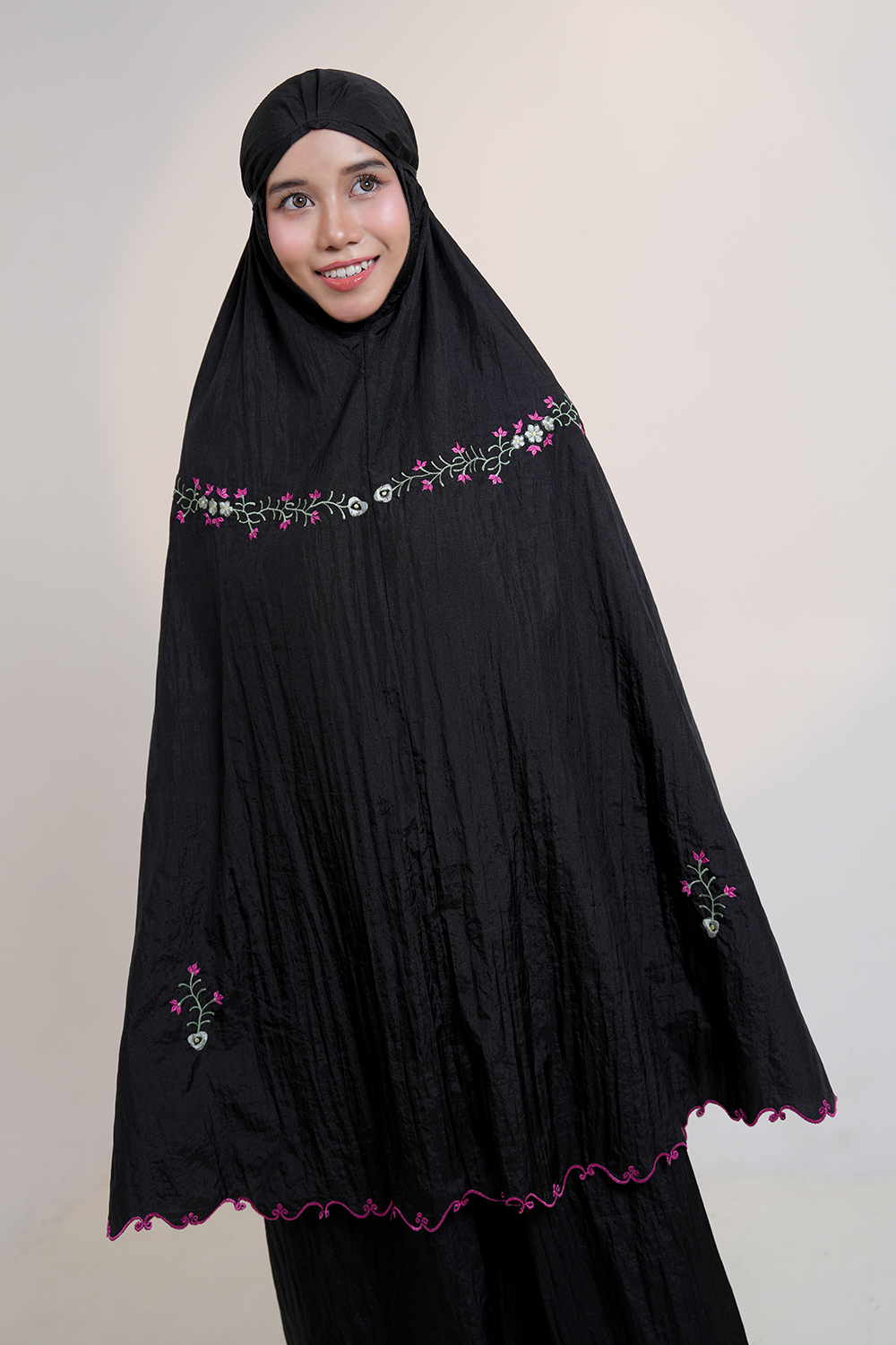 Peony Travel Telekung in Black Prayer Wear