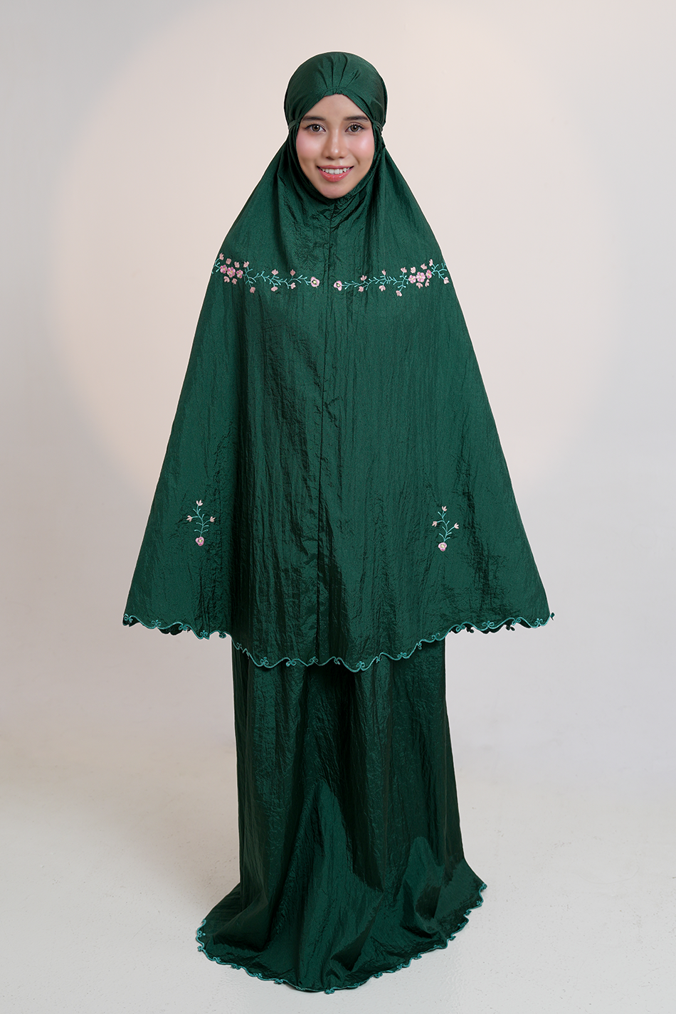Peony Travel Telekung in Emerald Prayer Wear
