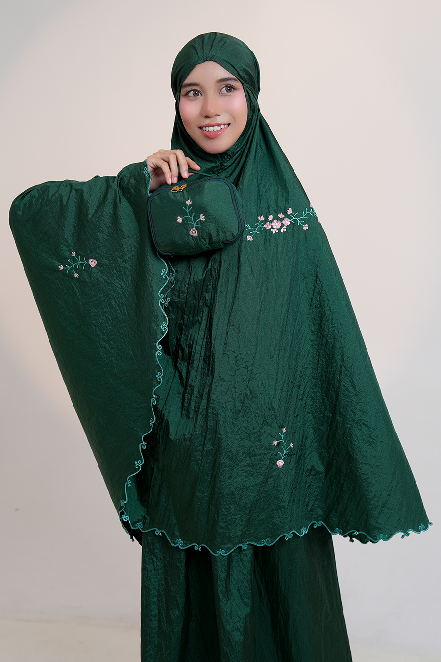 Peony Travel Telekung in Emerald Prayer Wear