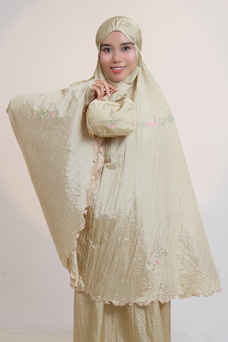 Peony Travel Telekung in Gold Prayer Wear