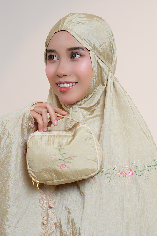 Peony Travel Telekung in Gold Prayer Wear